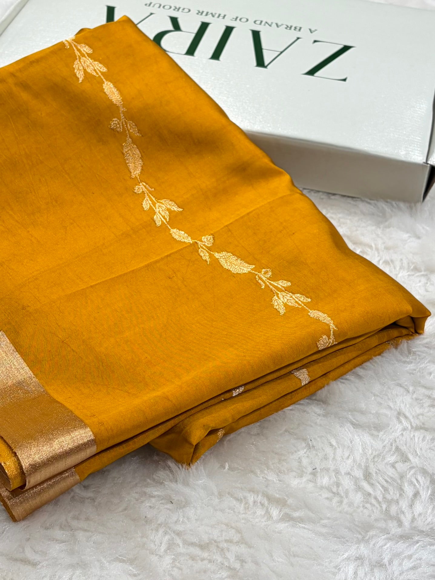 Mustard Shades Handwoven Pure Paper Silk RM-39
