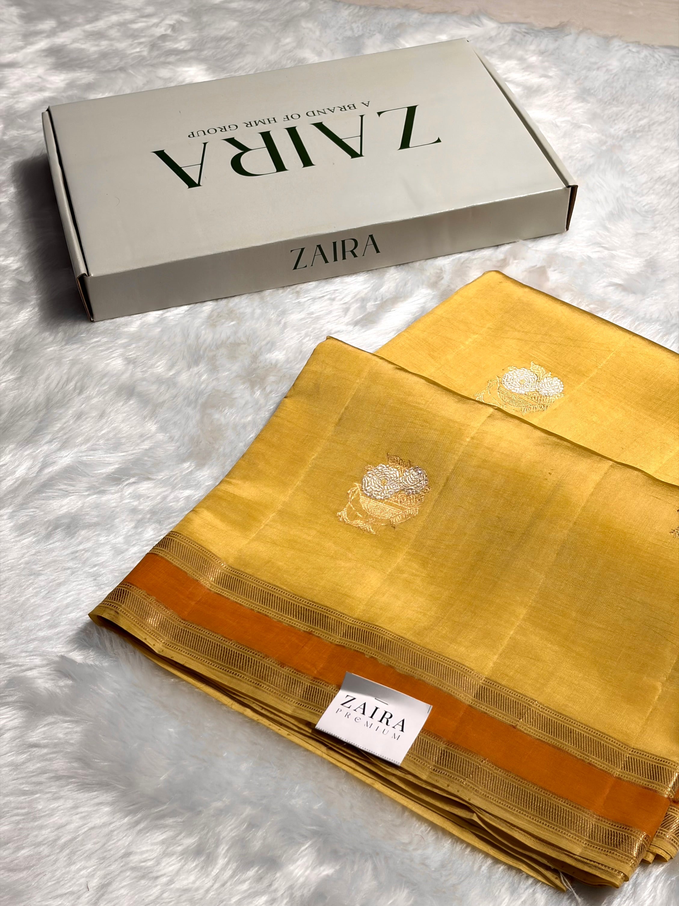 Dusty Yellow Boota Handwoven Raw Mango Silk RM-29