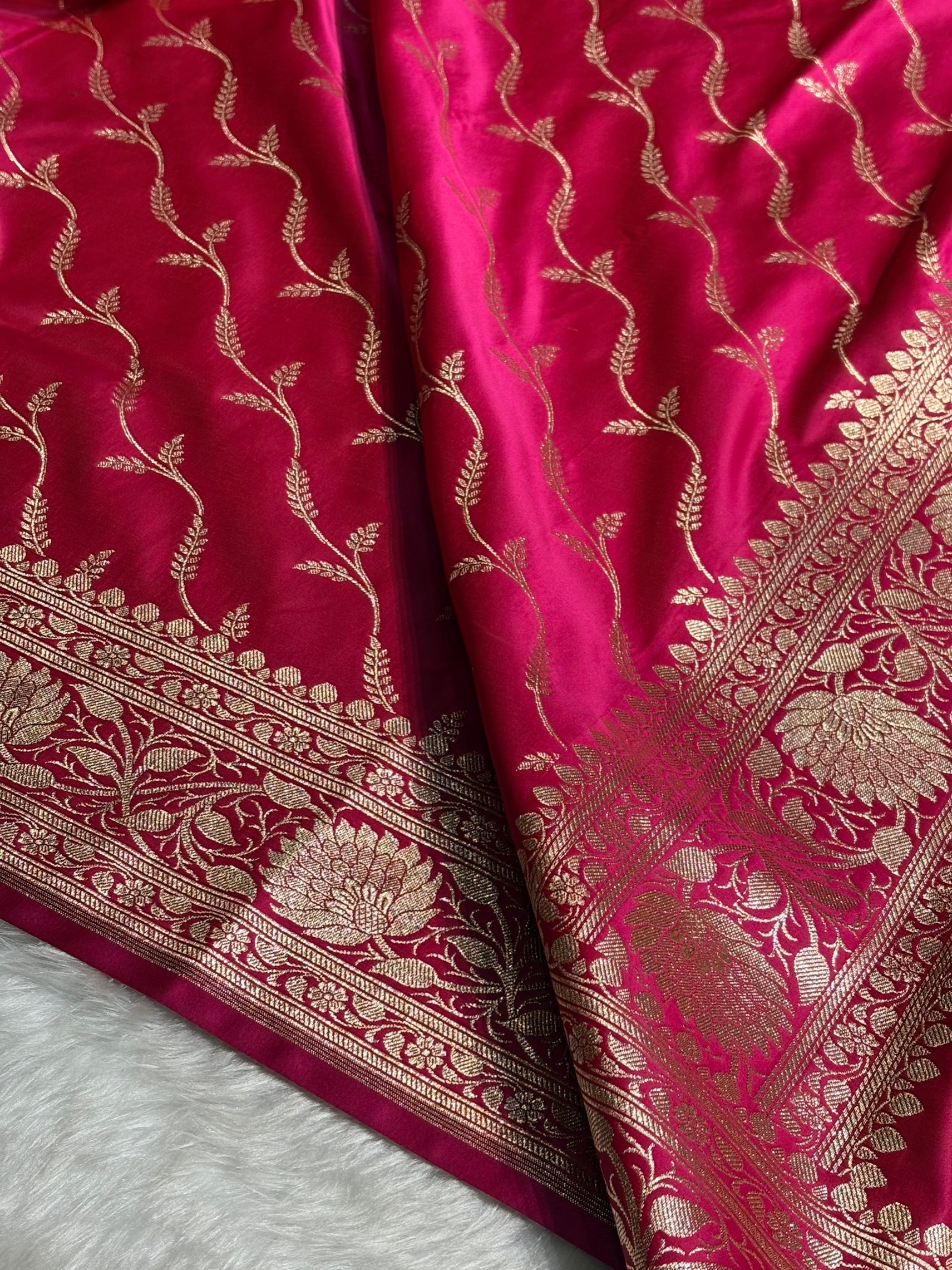Rani Cross Pattern Satin Katan Silk saree SK37