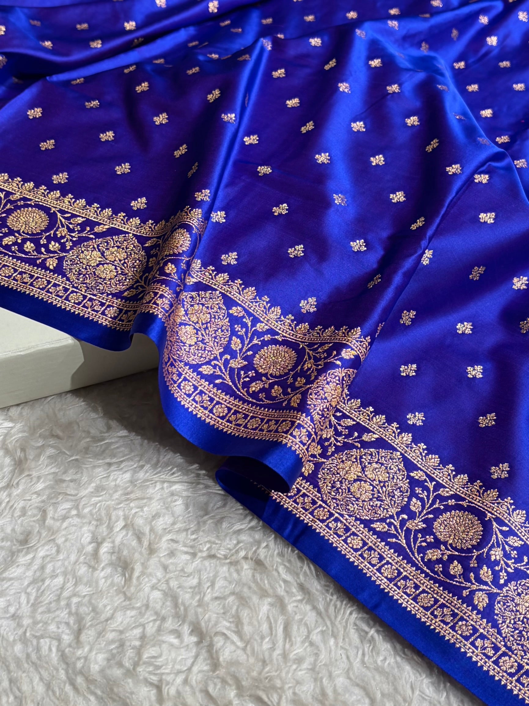 Banarasi Satin Katan Saree With Boota in Royal Purple Shades SK117