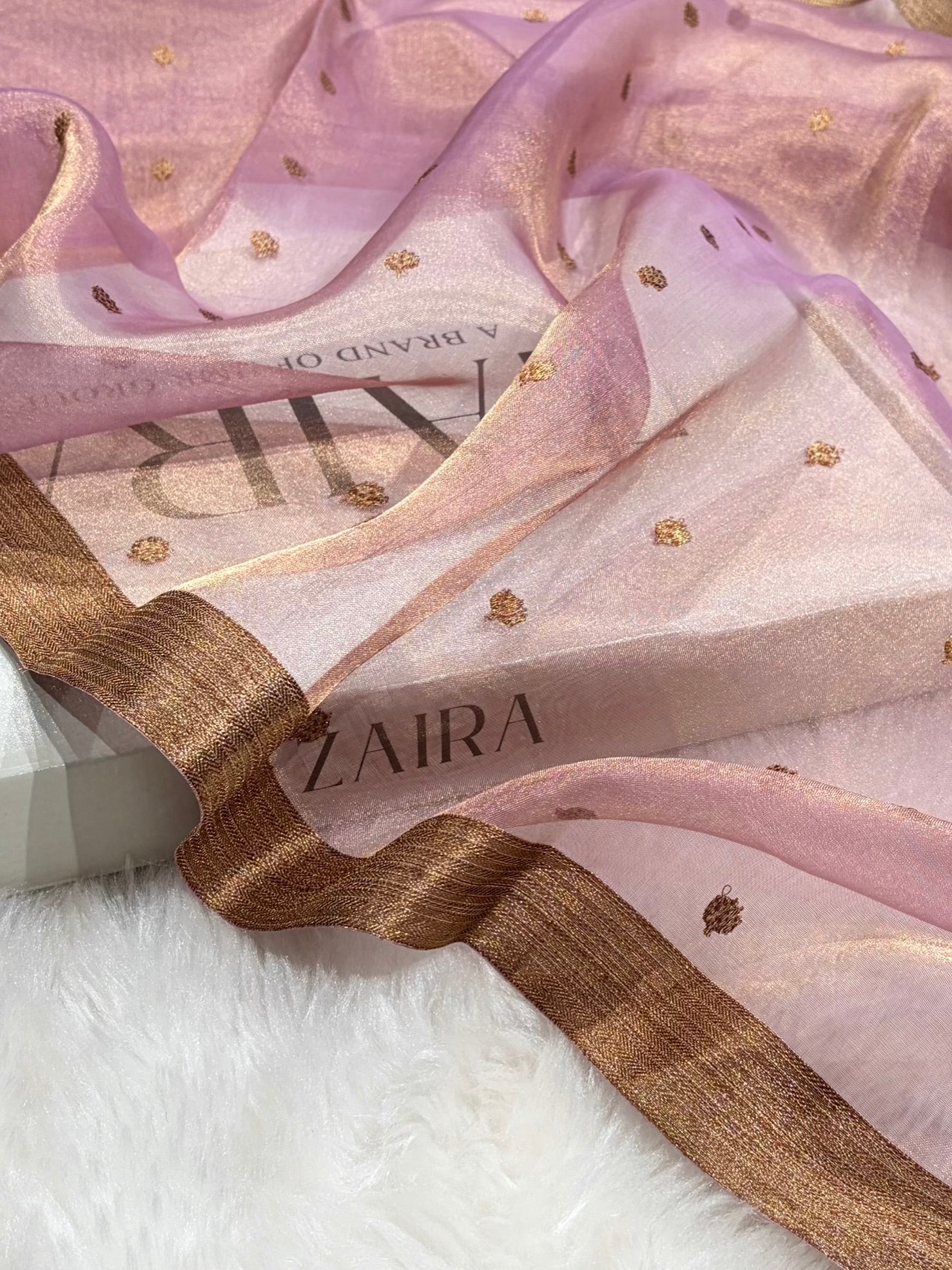 Pinkish Lavender Bananasi Floral Shades Pure Tissue Silk Saree PT-44