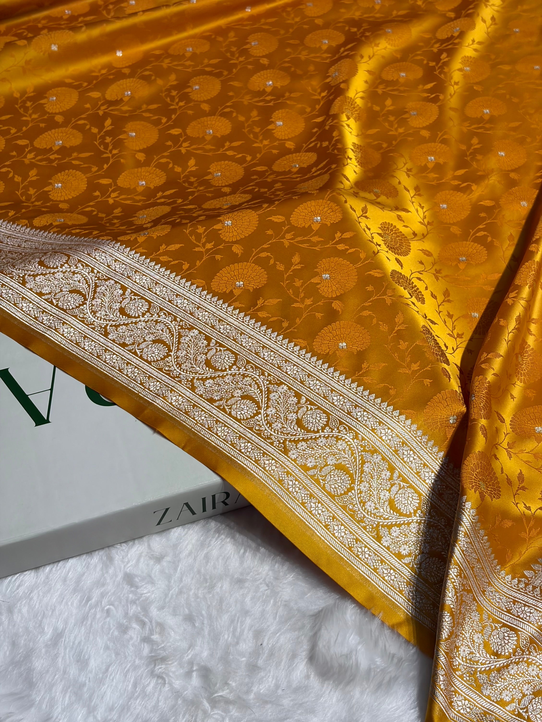 Mustard Shades Tanchoi Motif Mashru Silk Saree MST-11