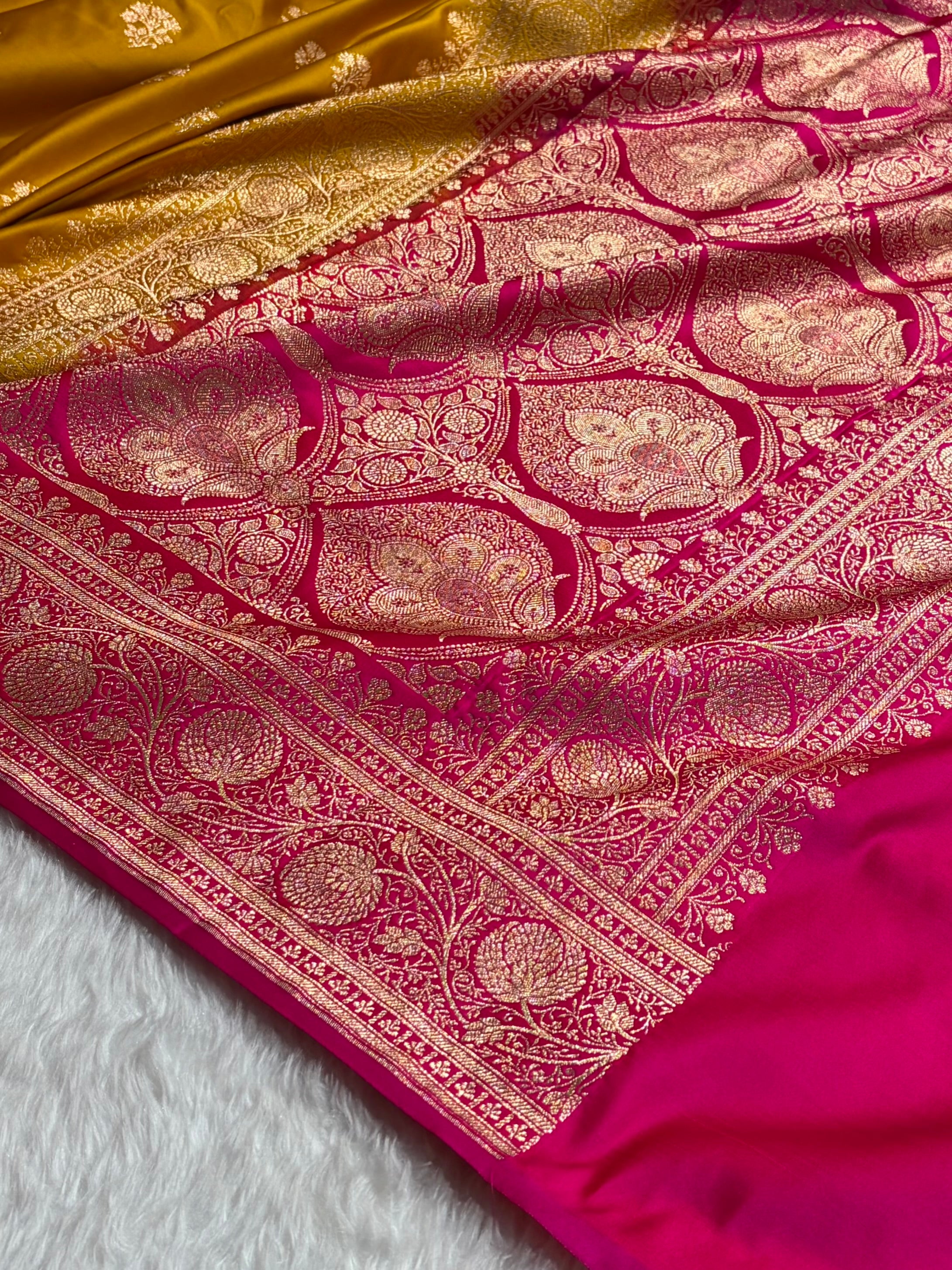 Mustard - Rani Banarasi Boota Katan Silk Saree SKM29