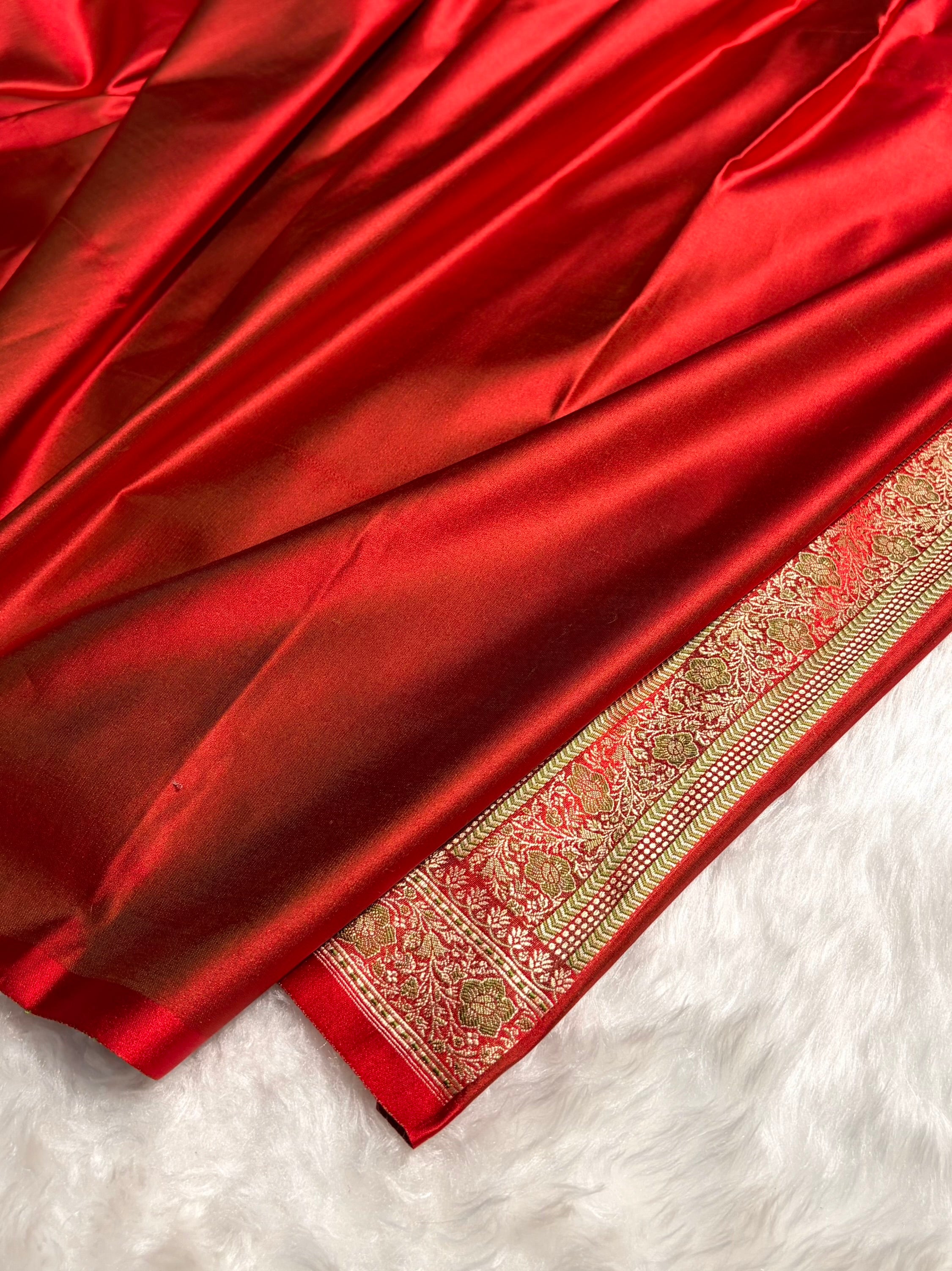 Red Jamawar Tanchoi Katan Silk Saree SKTM-14