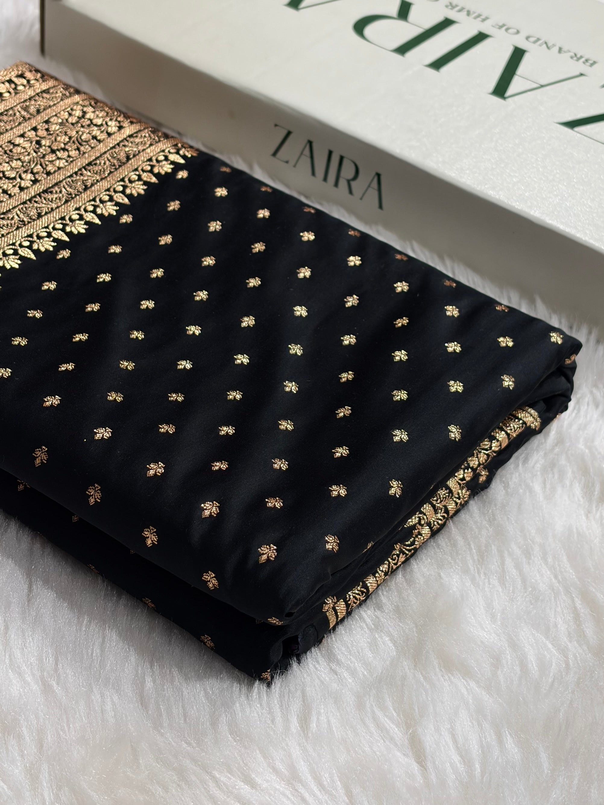 Banarasi Satin Katan Saree in Black Shades SK88