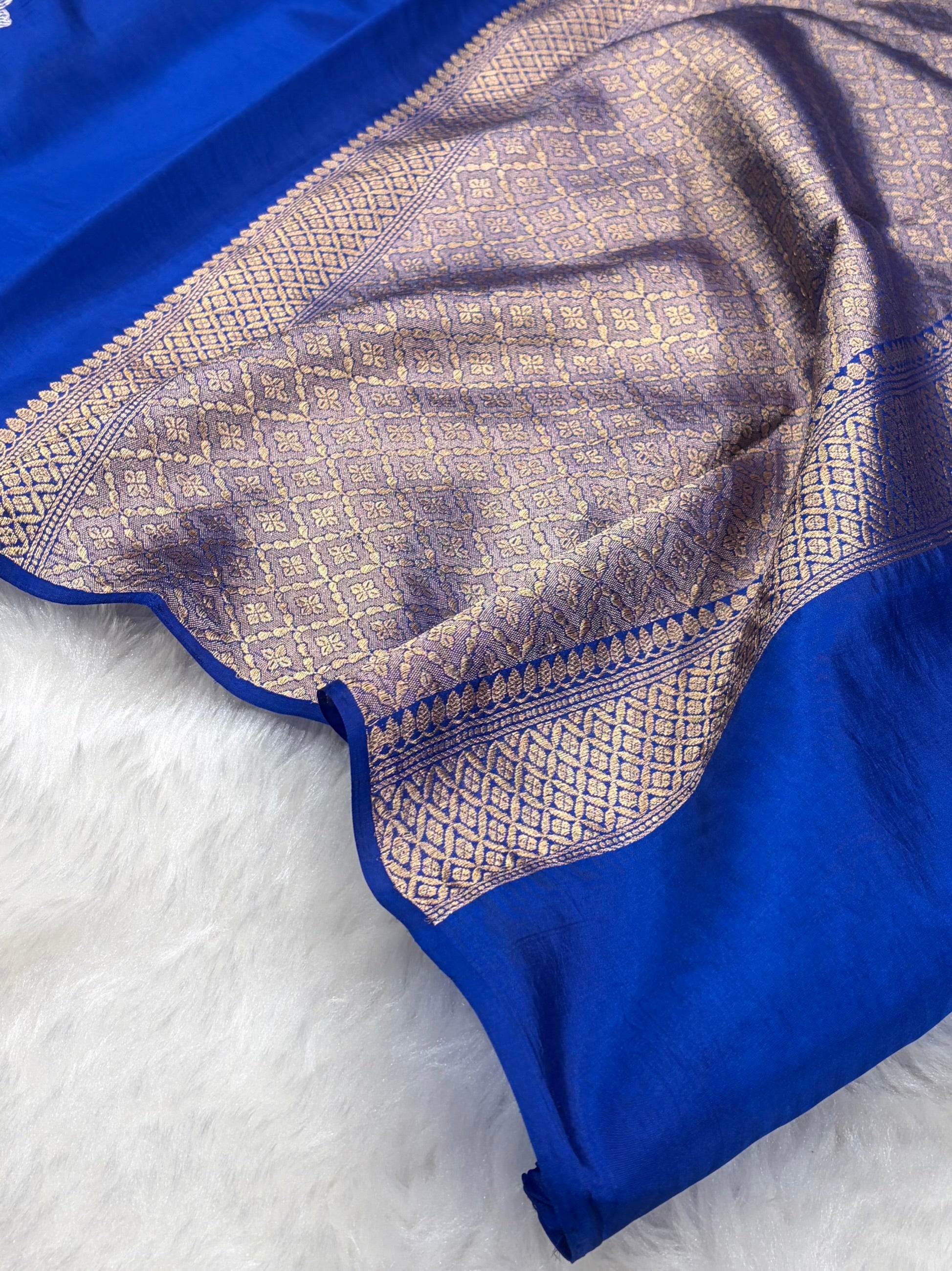 Royal Blue Shades Meena Boota Handwoven Paper Silk RM-35