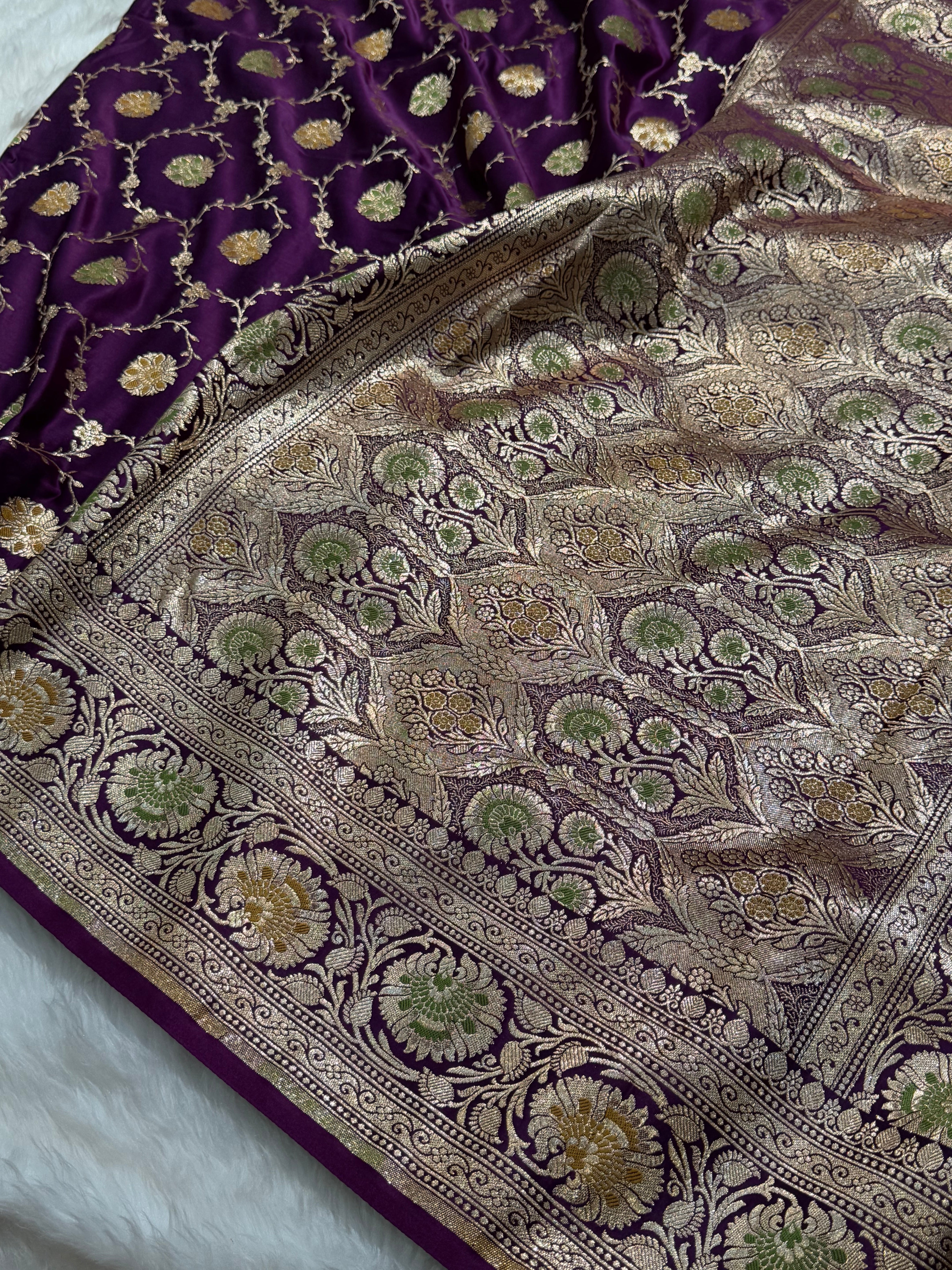 Purple Minakari Jaal Mashru Silk Saree