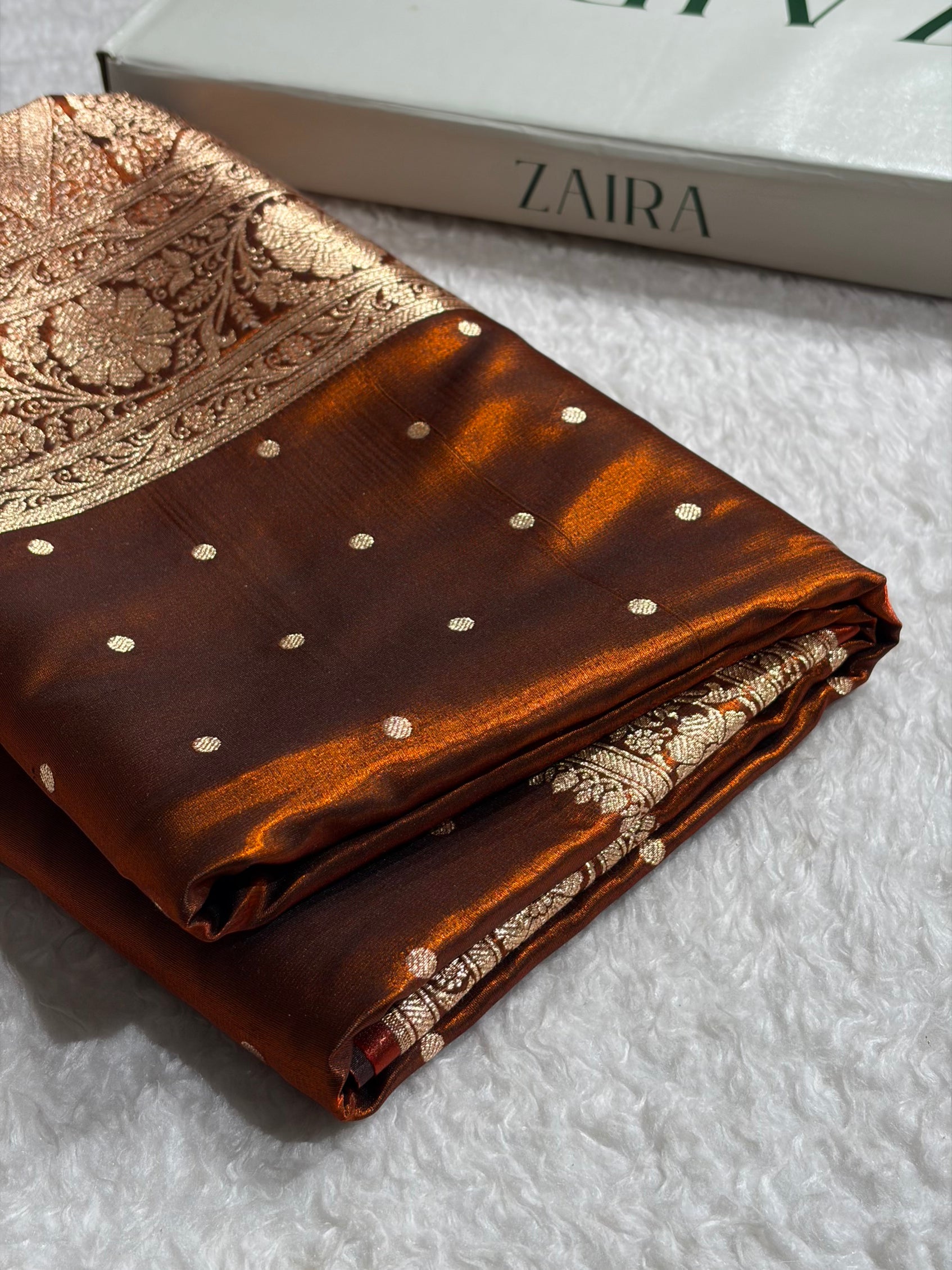 Satin Silk Dot Booti in Cross Rust Shades SS08