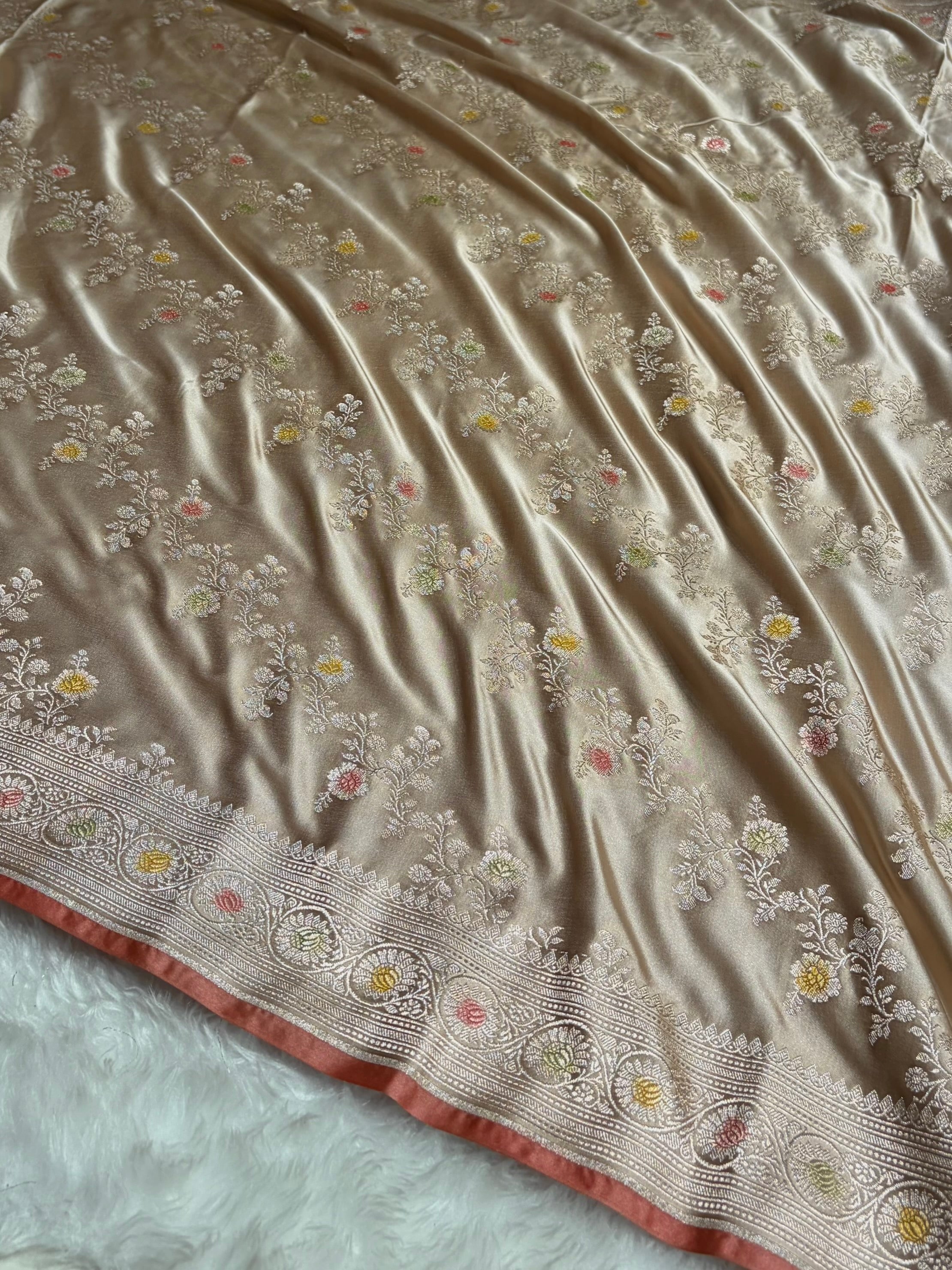Tusser Minakari Banarasi Cross Mashru Silk Saree MS01