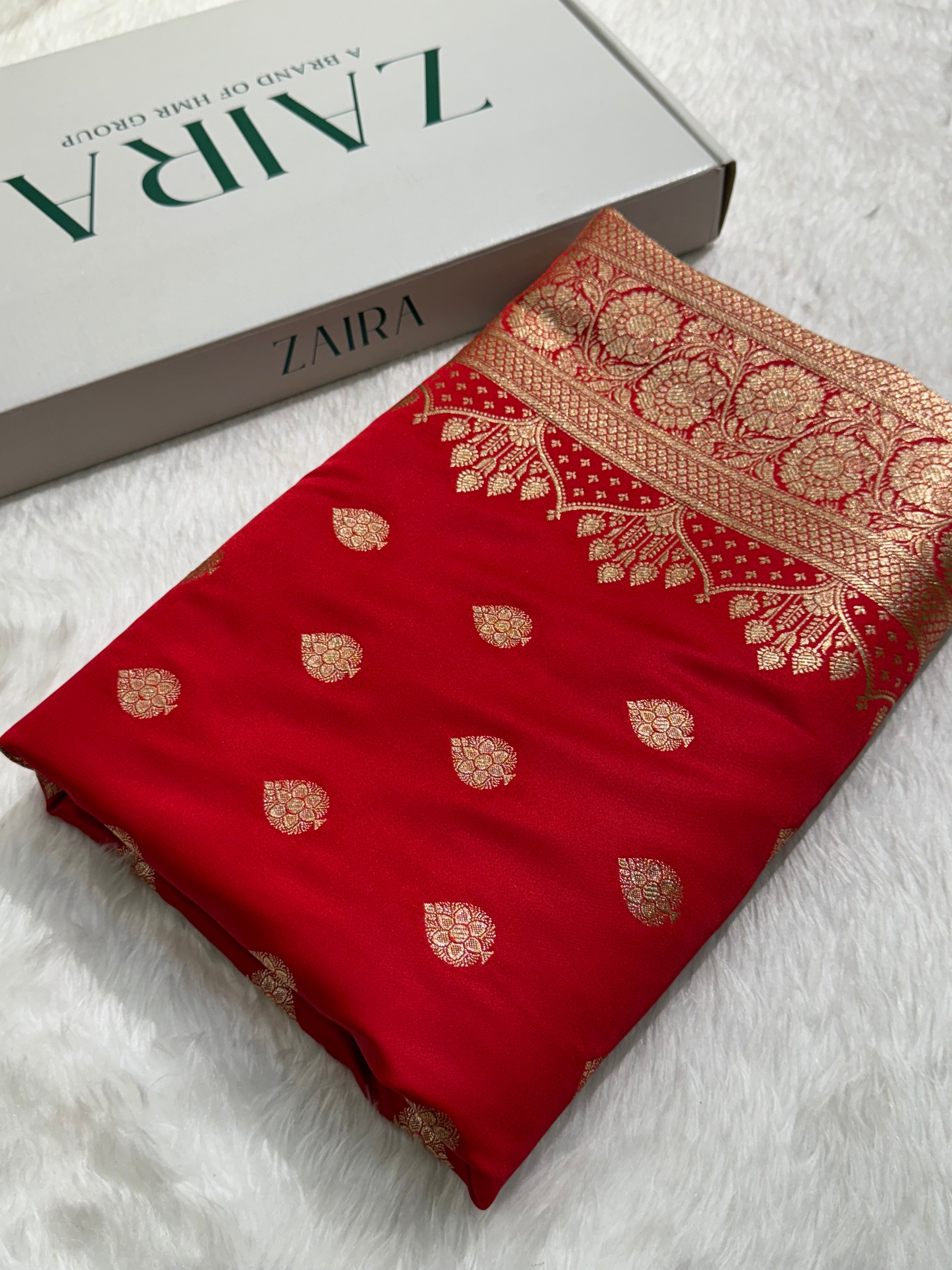 Bridal Red Booti Banarasi Katan Silk Saree SK14