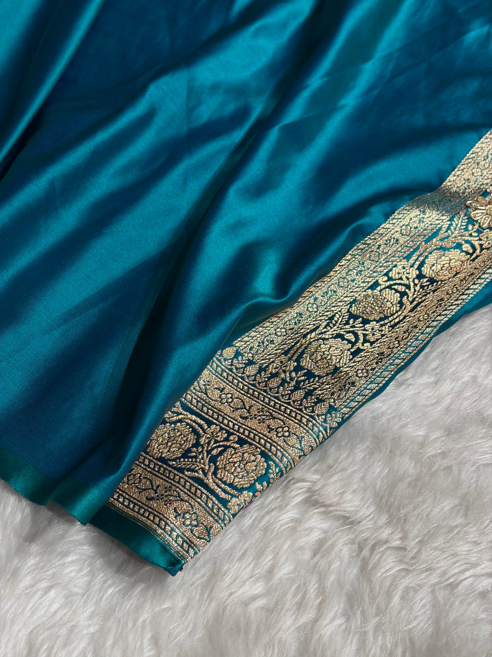Banarasi Peacock Katan Silk Saree With Ari Zardozi and Swarovski stone work BSK01