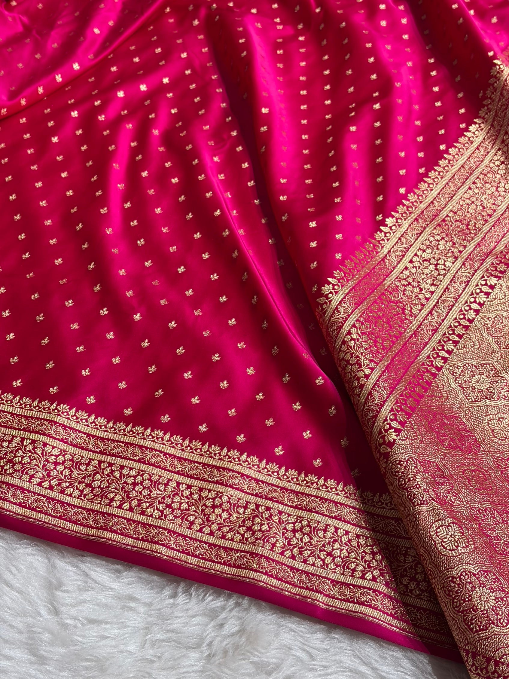 Banarasi Satin Katan Saree in Rani Shades SK88