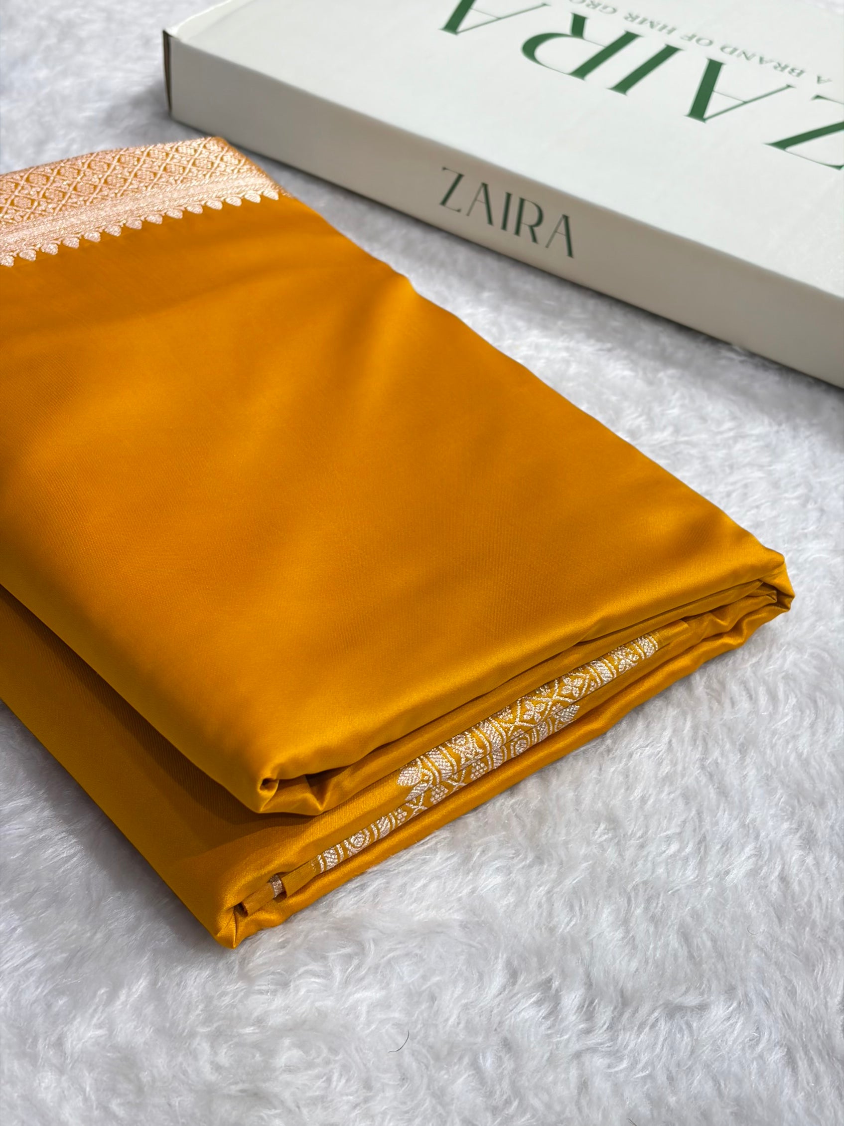 Banarasi Plain Yellow Shades With Minakari Pallu Mashru Silk Saree MS82