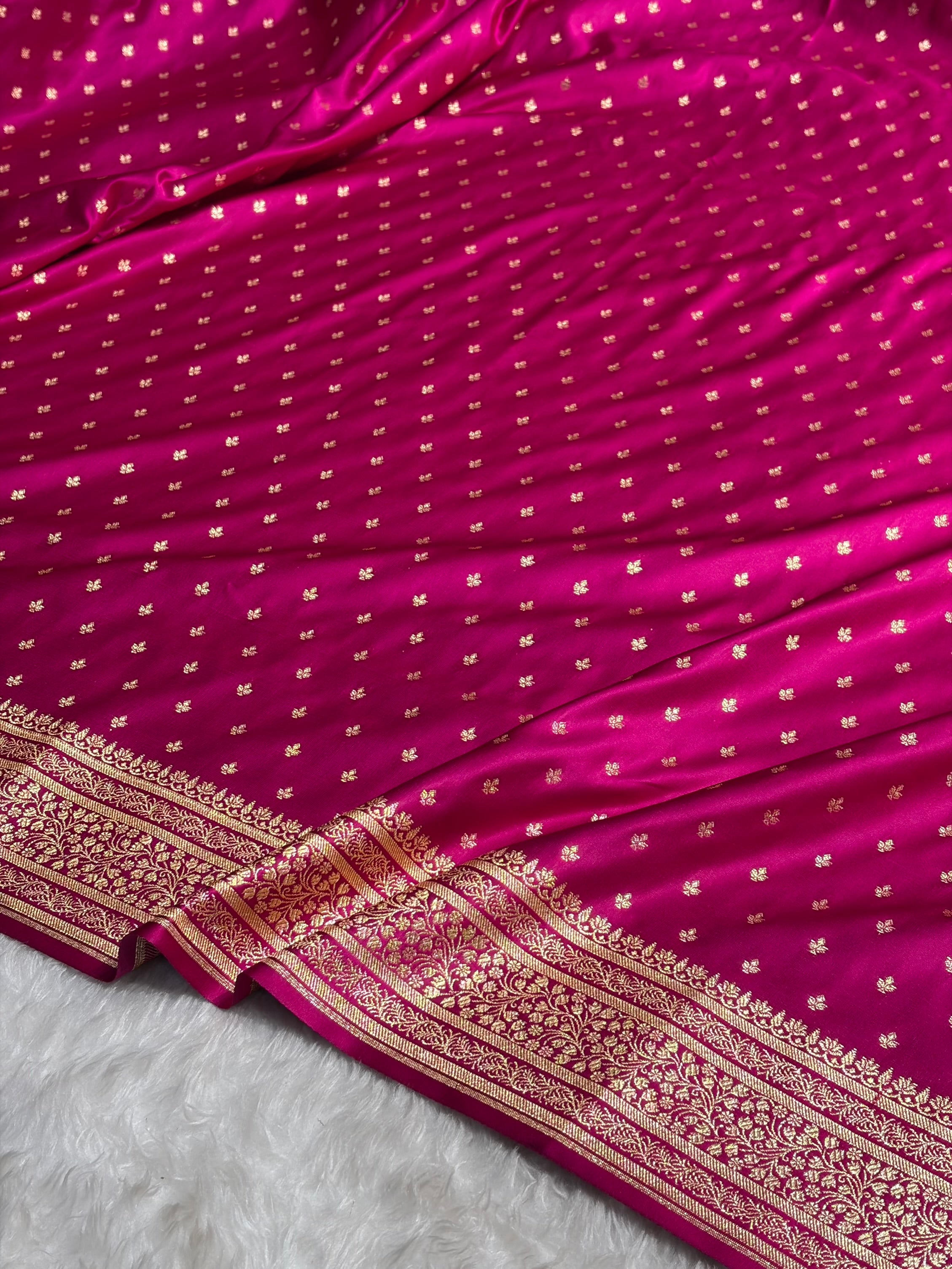 Banarasi Satin Katan Saree in Rani Shades SK88