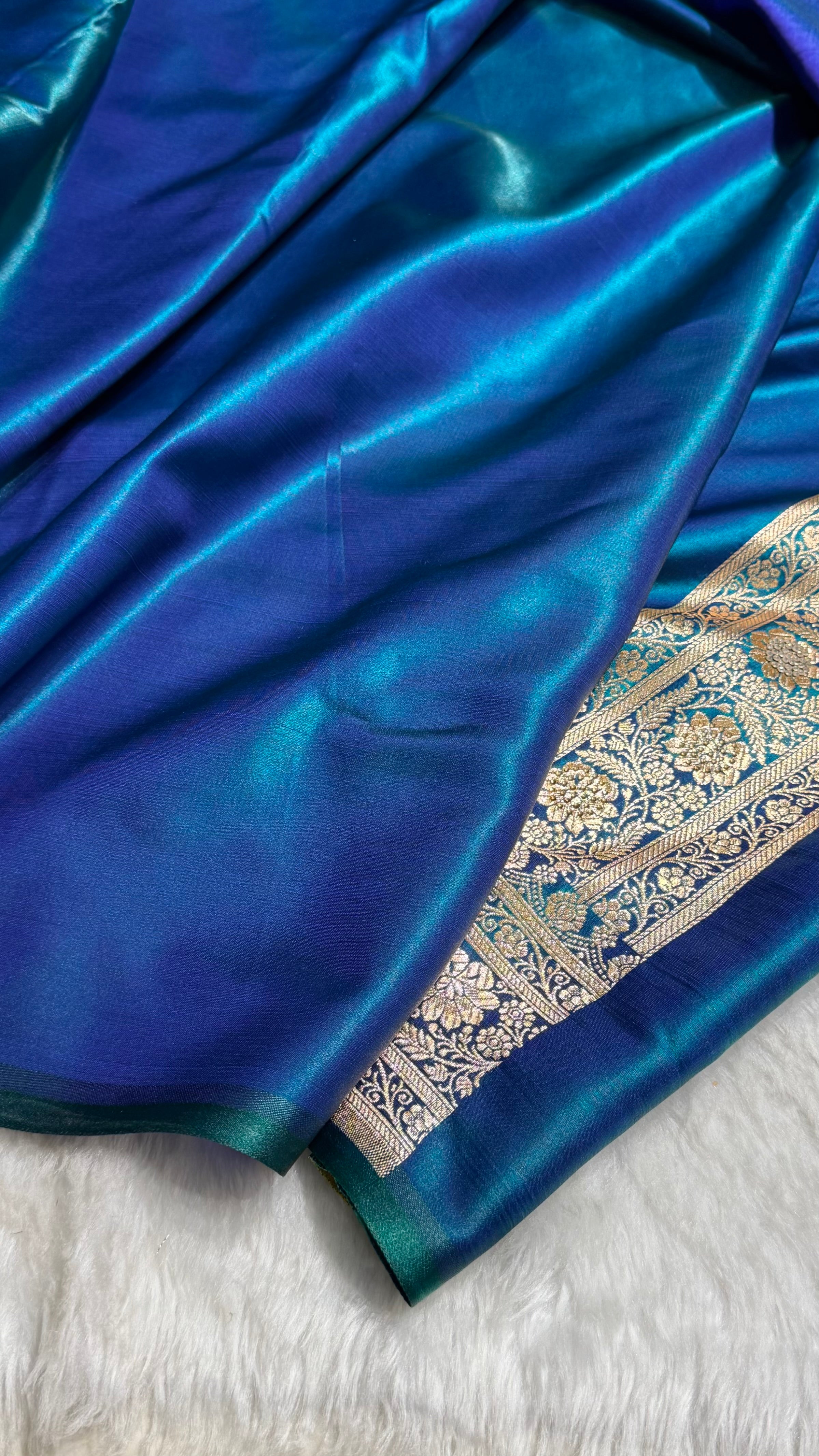 Peacock Satin Silk Jaal with Swavroski Work BSS17