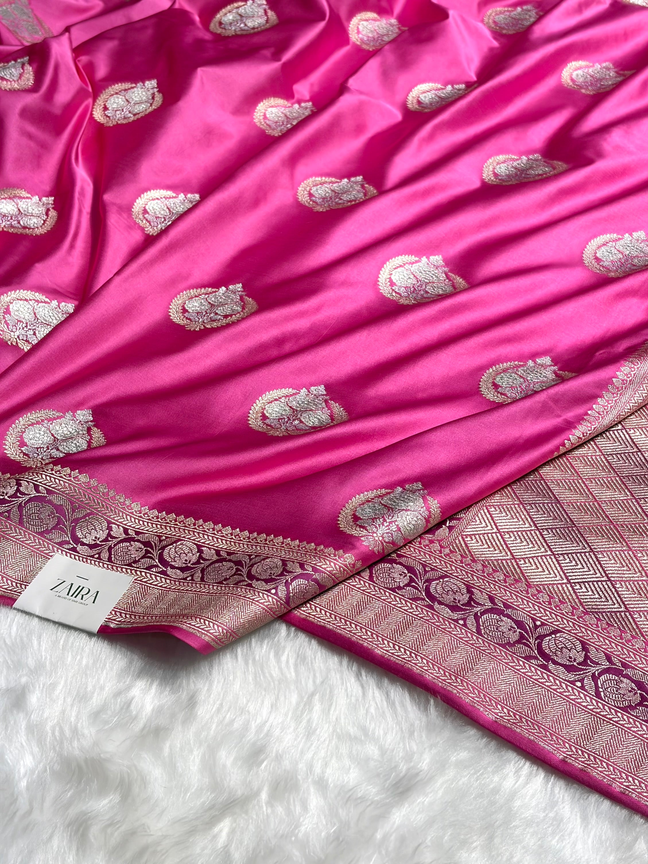 Blush Pink Minakari Boota Mashru Silk Saree MS35
