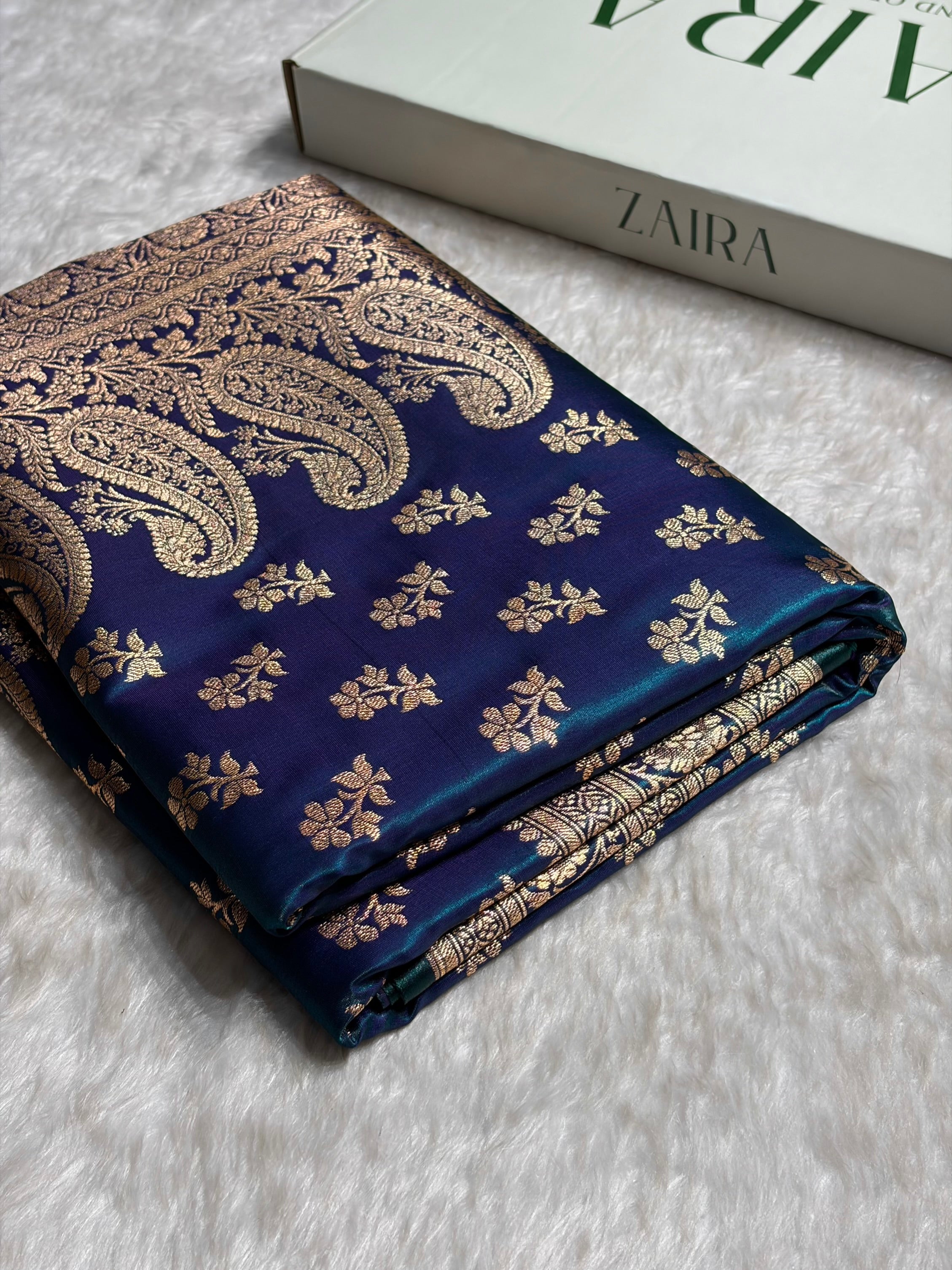 Peacock Shades Banarasi Satin Silk Saree SS34