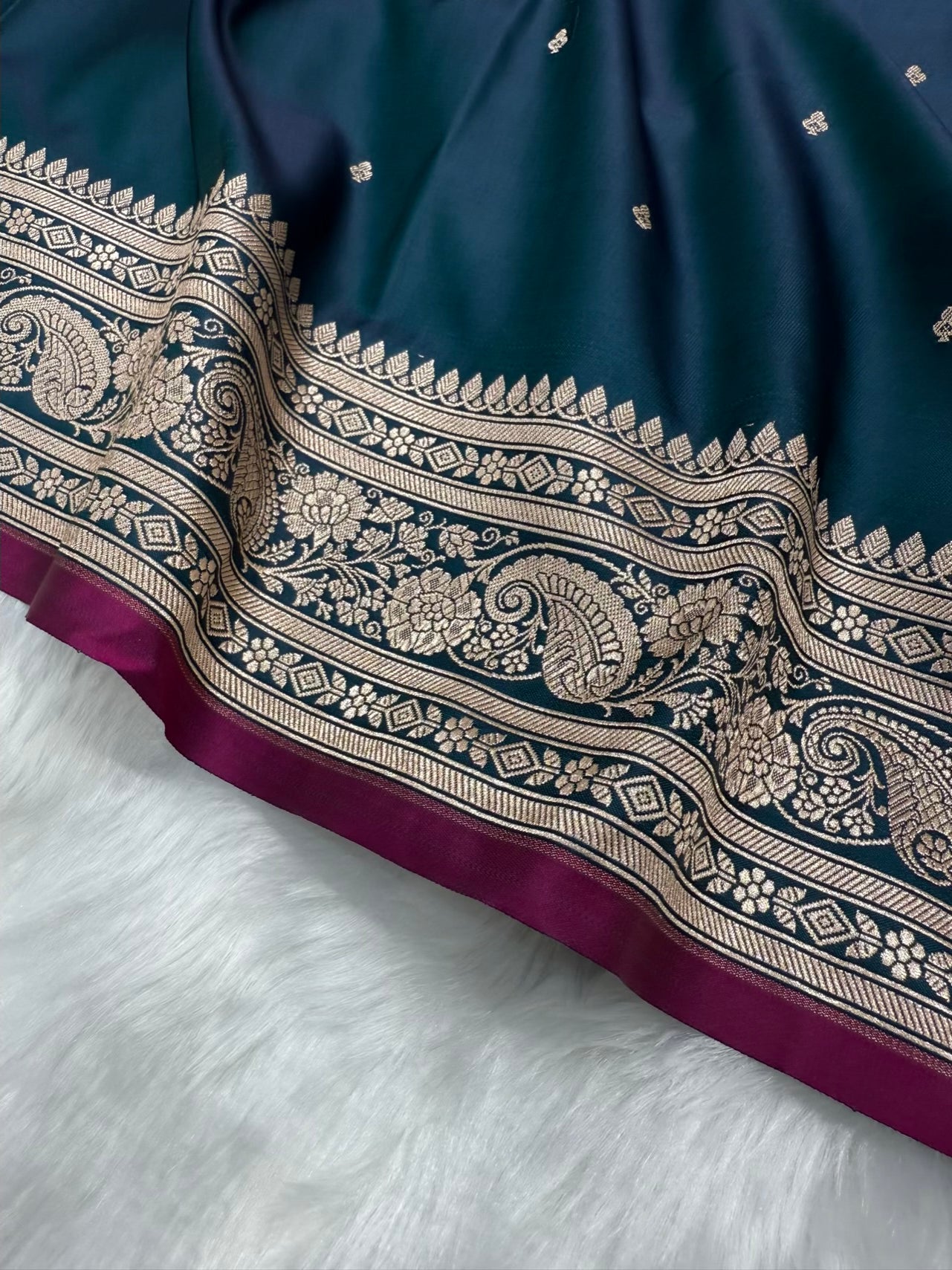 German Blue Mashru Silk Saree for Festive Seasons MSM 66