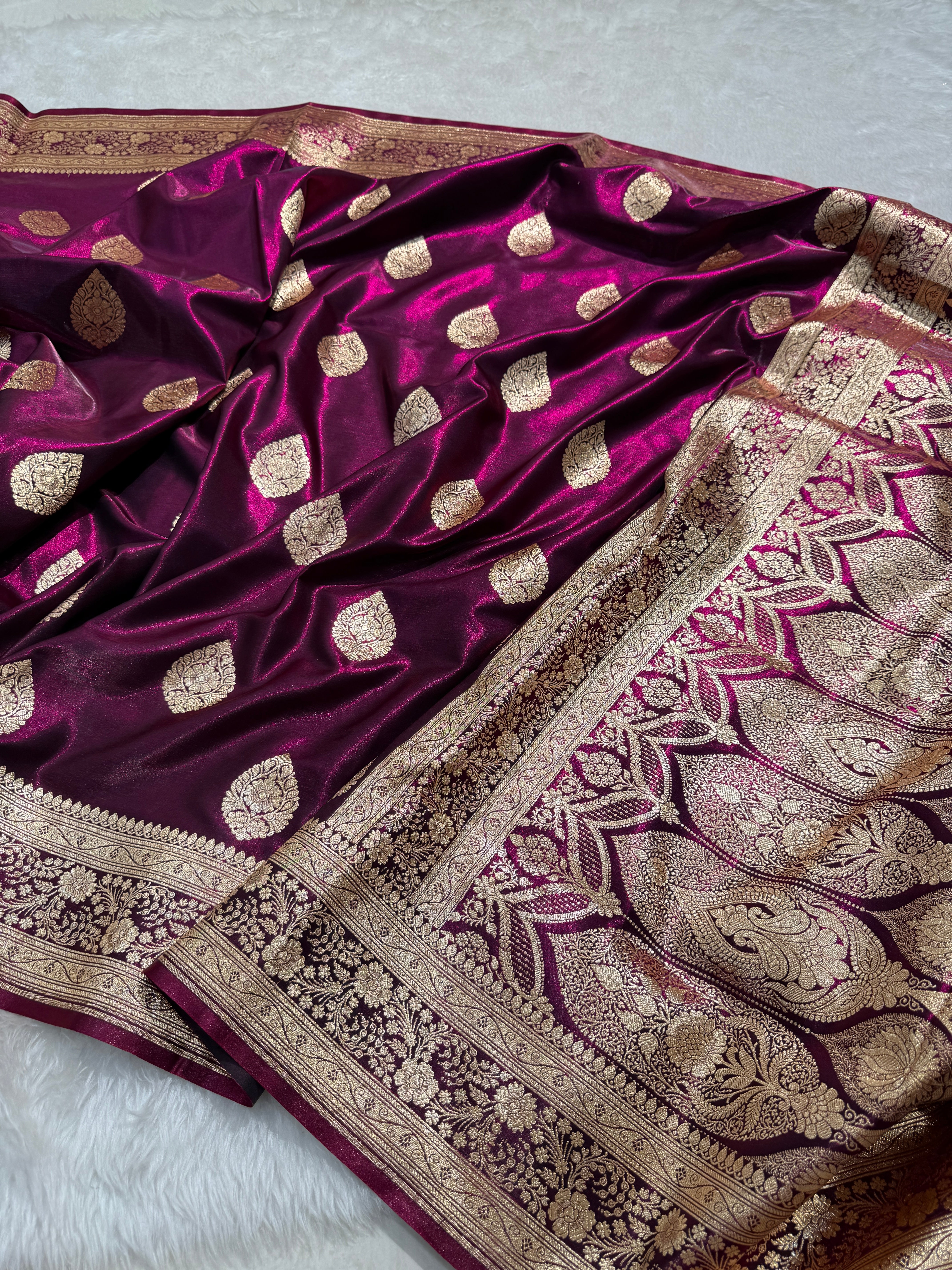 Ultra Light Weight Satin Silk Wine Boota SS05