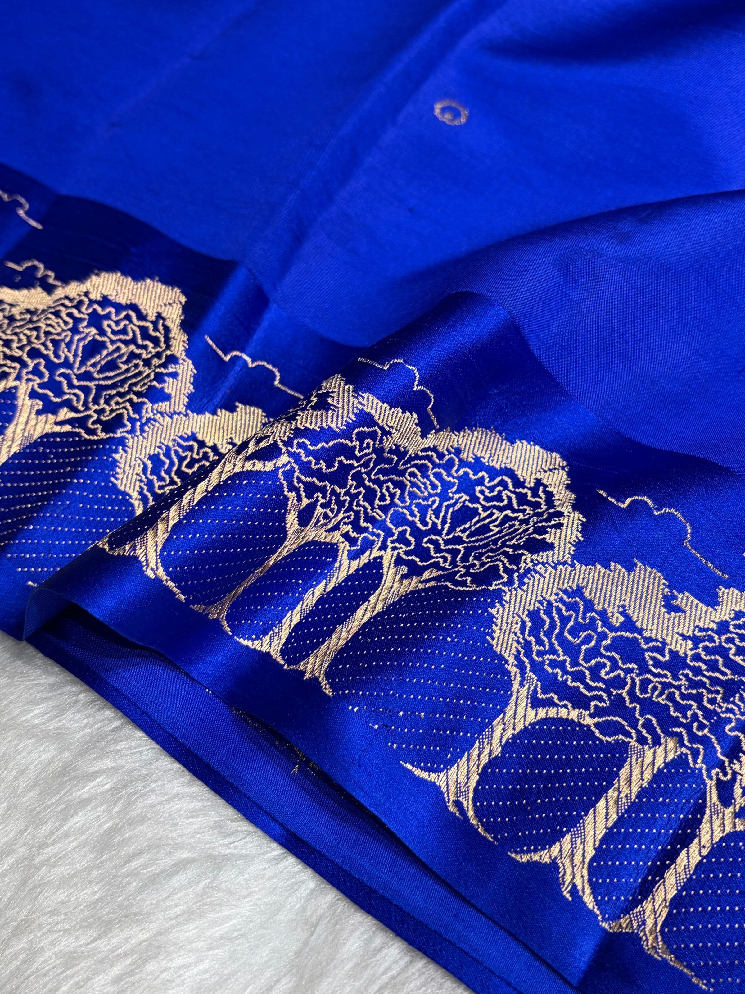 Royal Blue Shades Handwoven Pure Raw Mango Silk RM-63