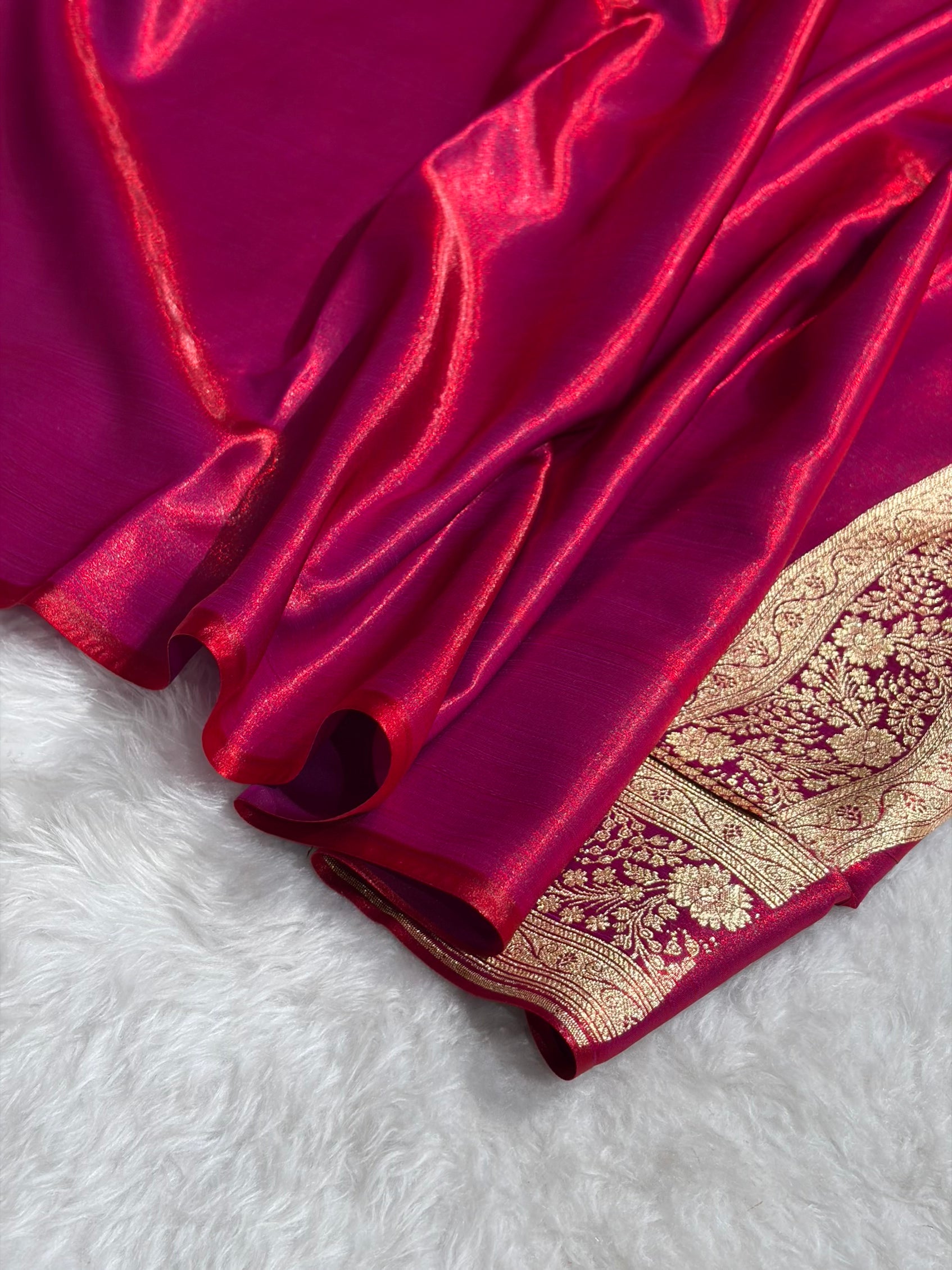 Satin Silk Jaal in Magentic Red Shades SS14