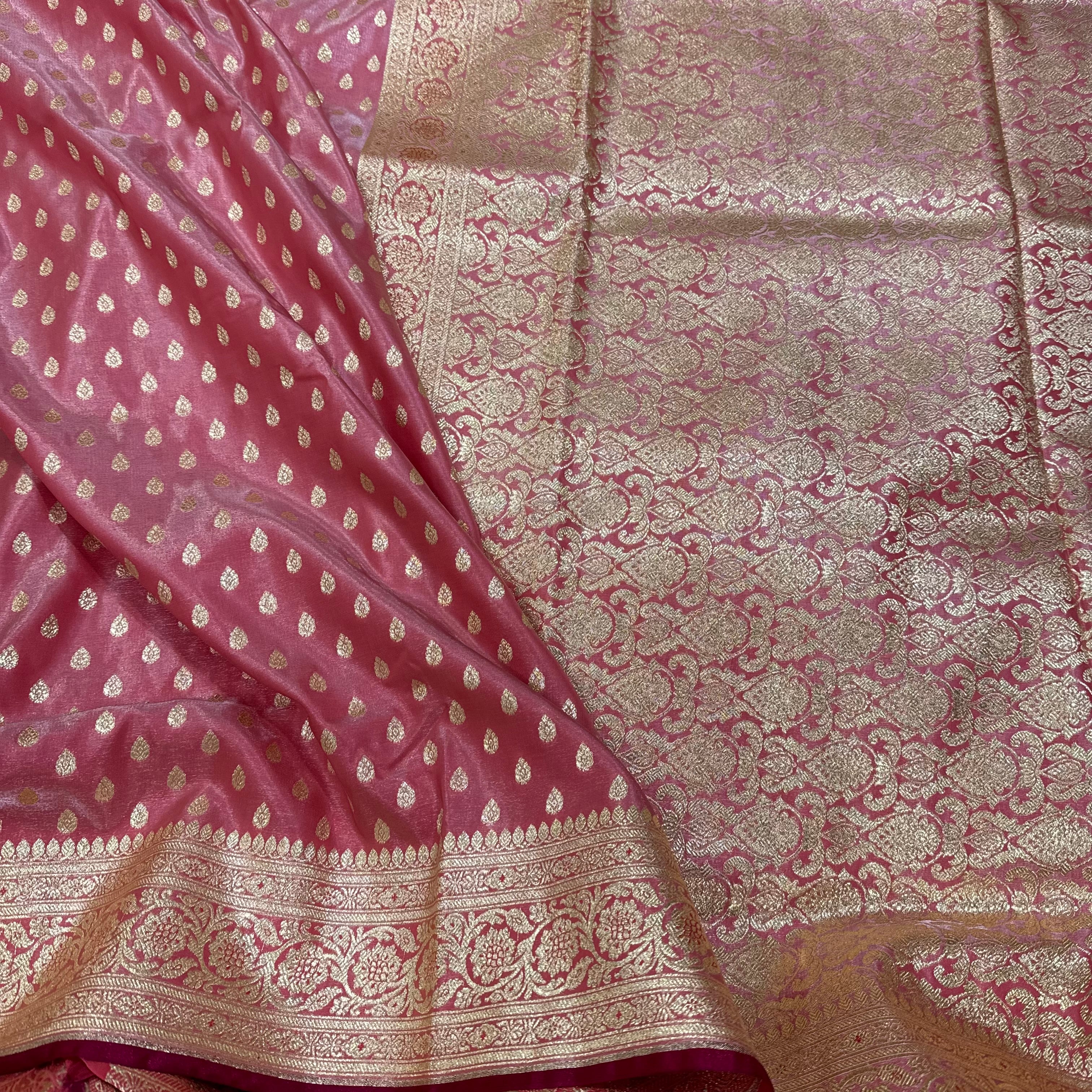 Satin Silk Booti in Baby Pink Shades SS01