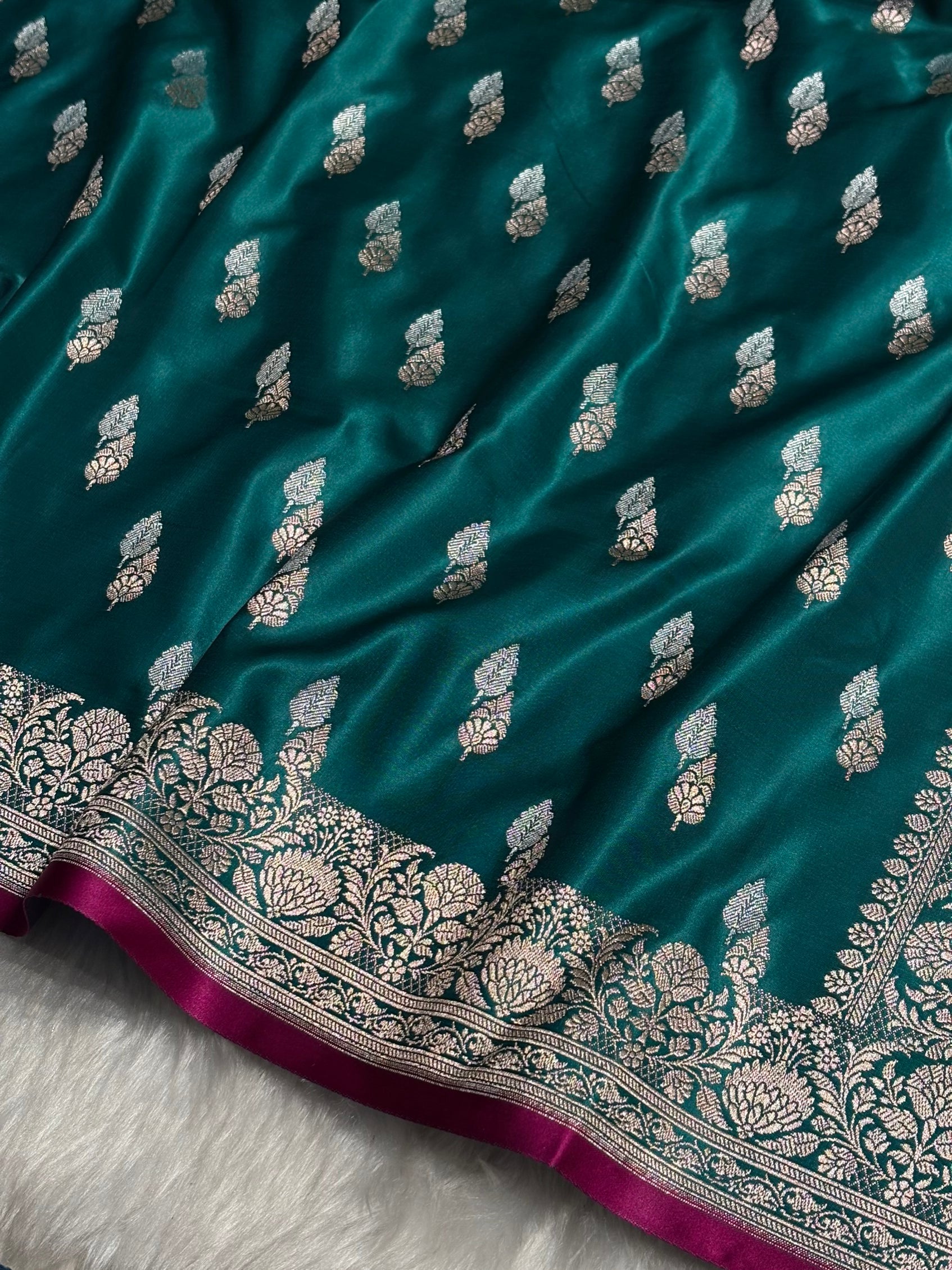 Rama Shades Floral Booti Mashru Silk Saree MSM-69