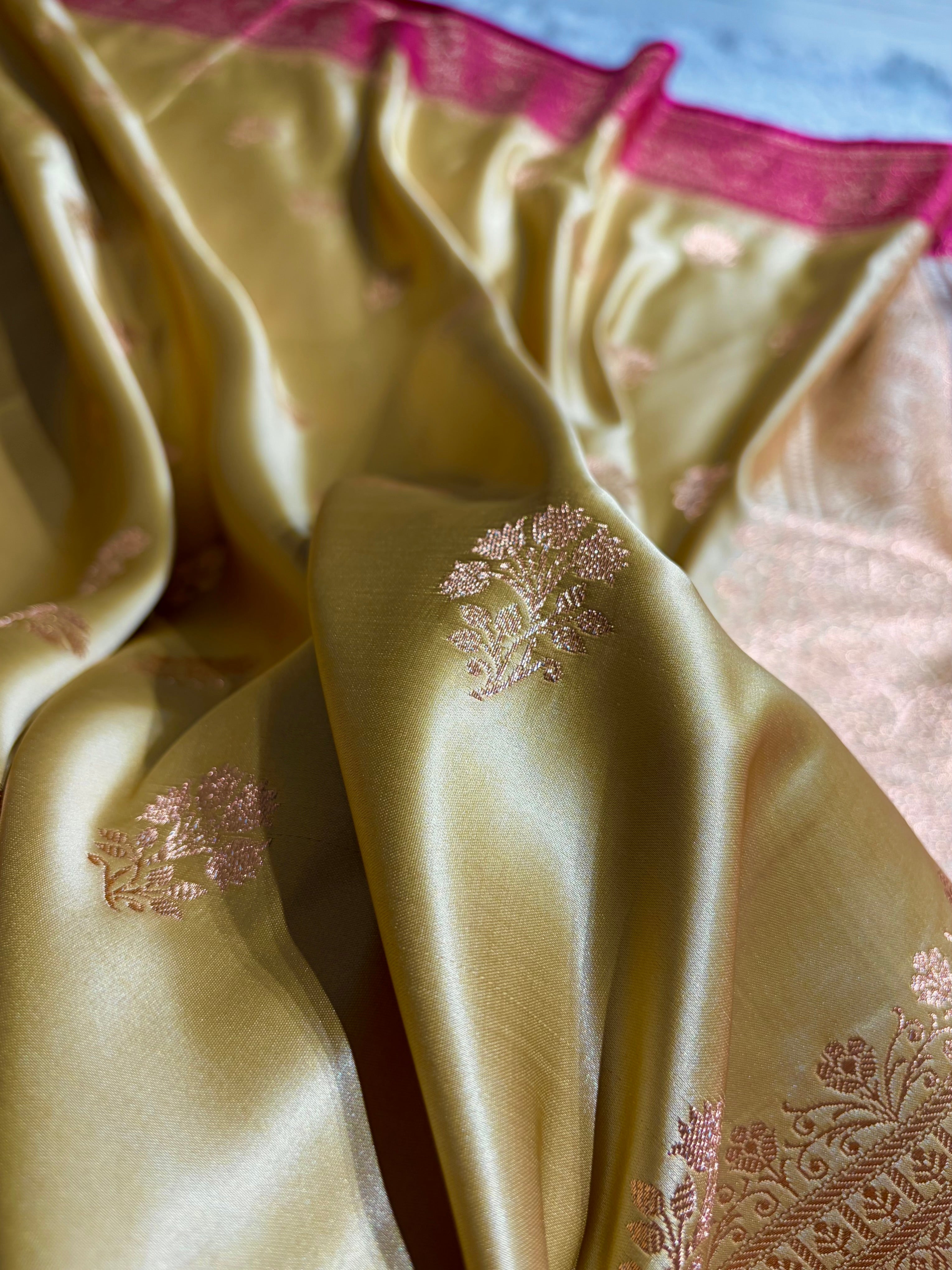 Tusser - Wine Banarasi Boota Katan Silk Saree SKM29