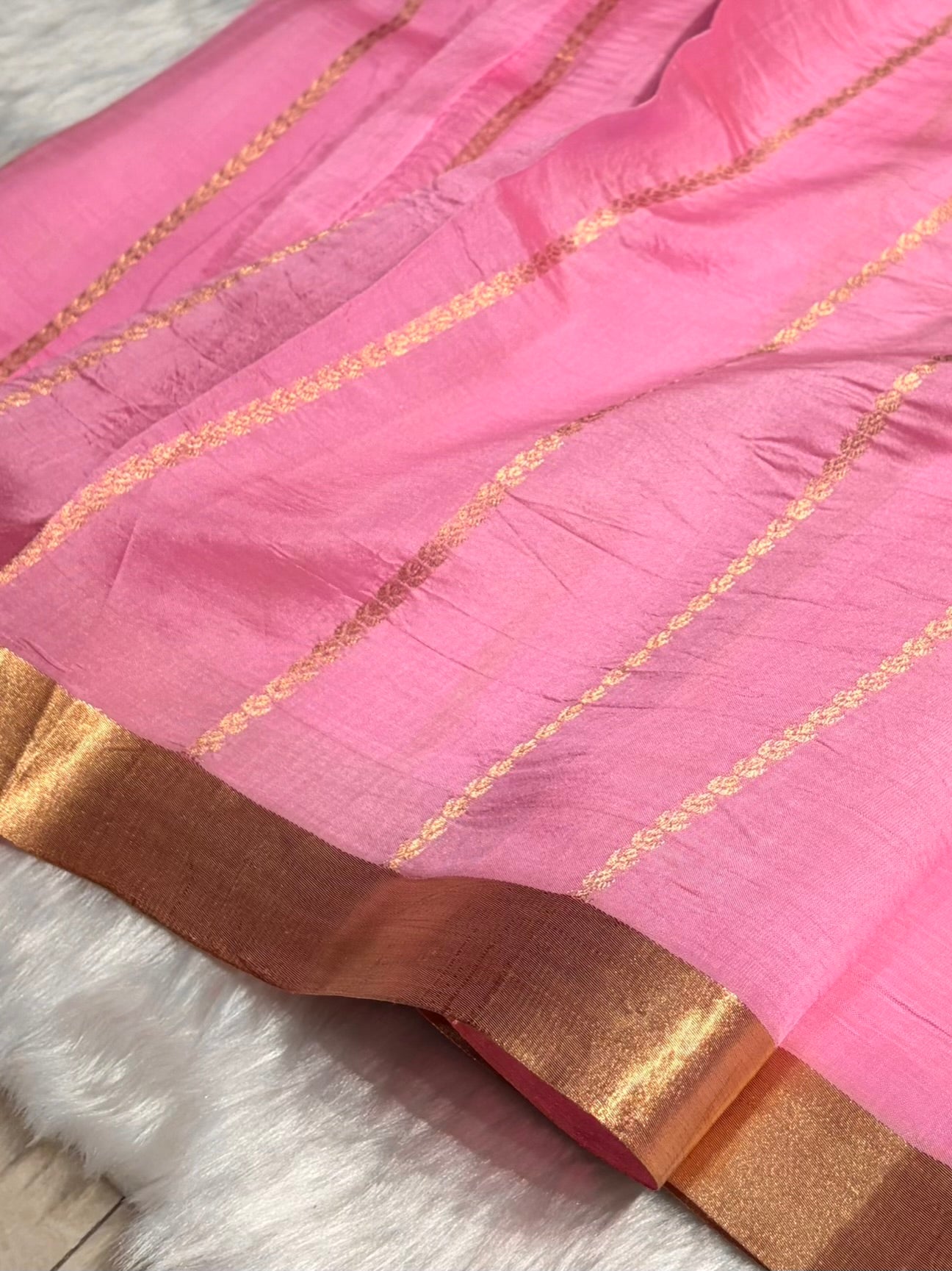 Baby Pink Shades Handwoven Pure Raw Mango Silk RM-39