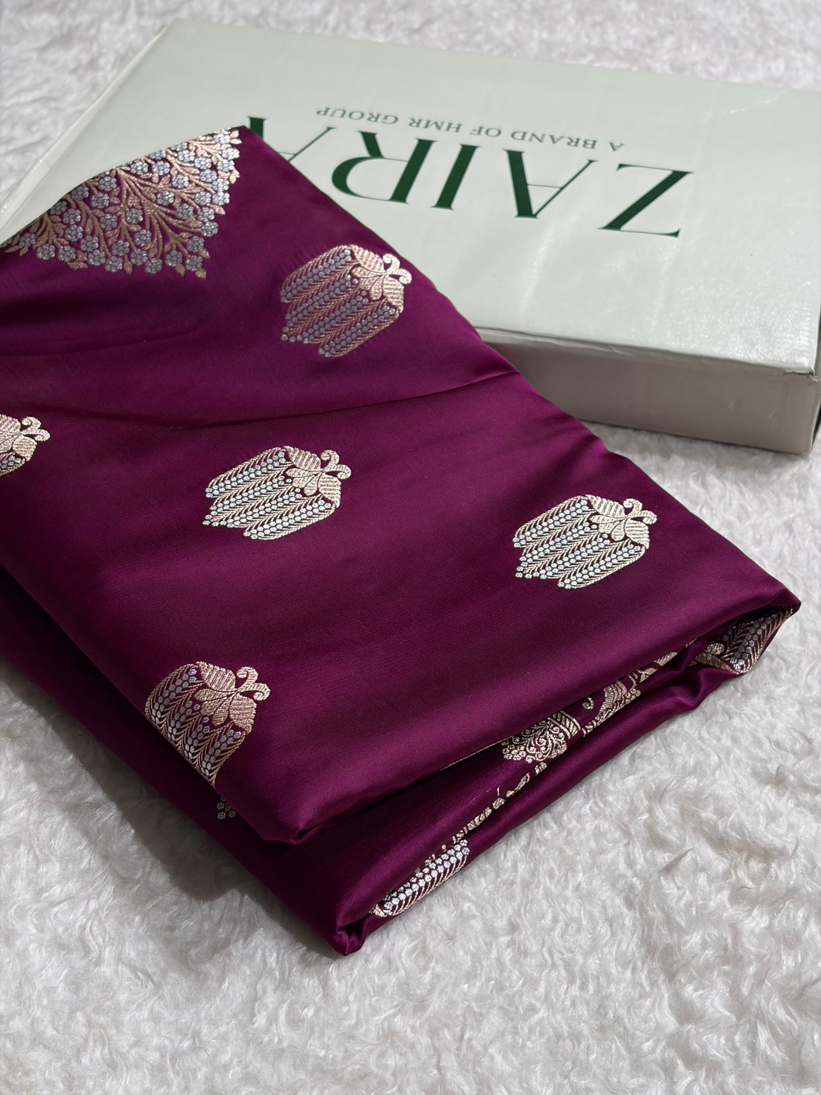 Wine Shades Banarasi Boota Pattern Minakari Floral Mashru Silk Saree MSM-122