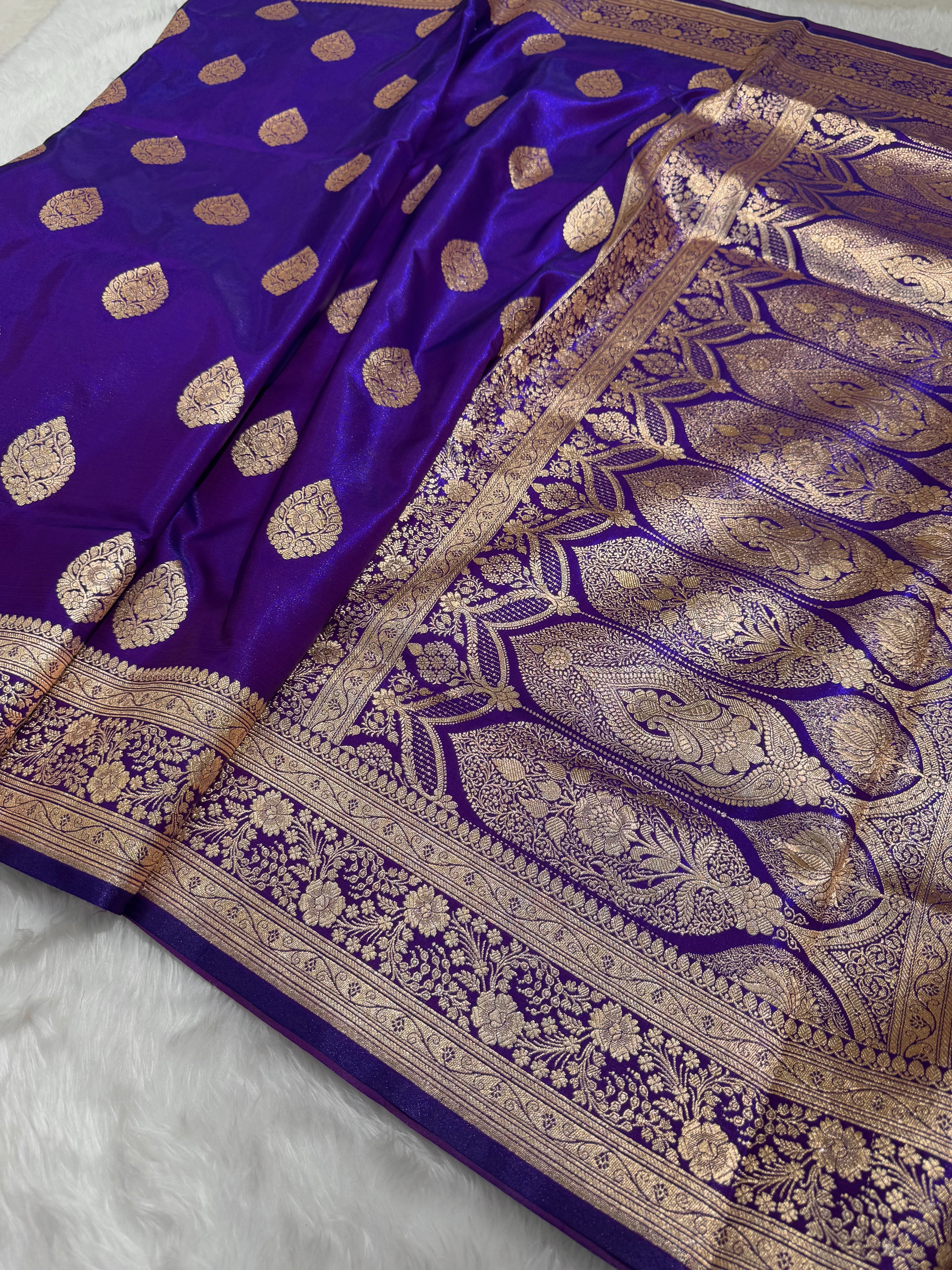 Ultra Light Weight Satin Silk Purple Shades Boota SS05