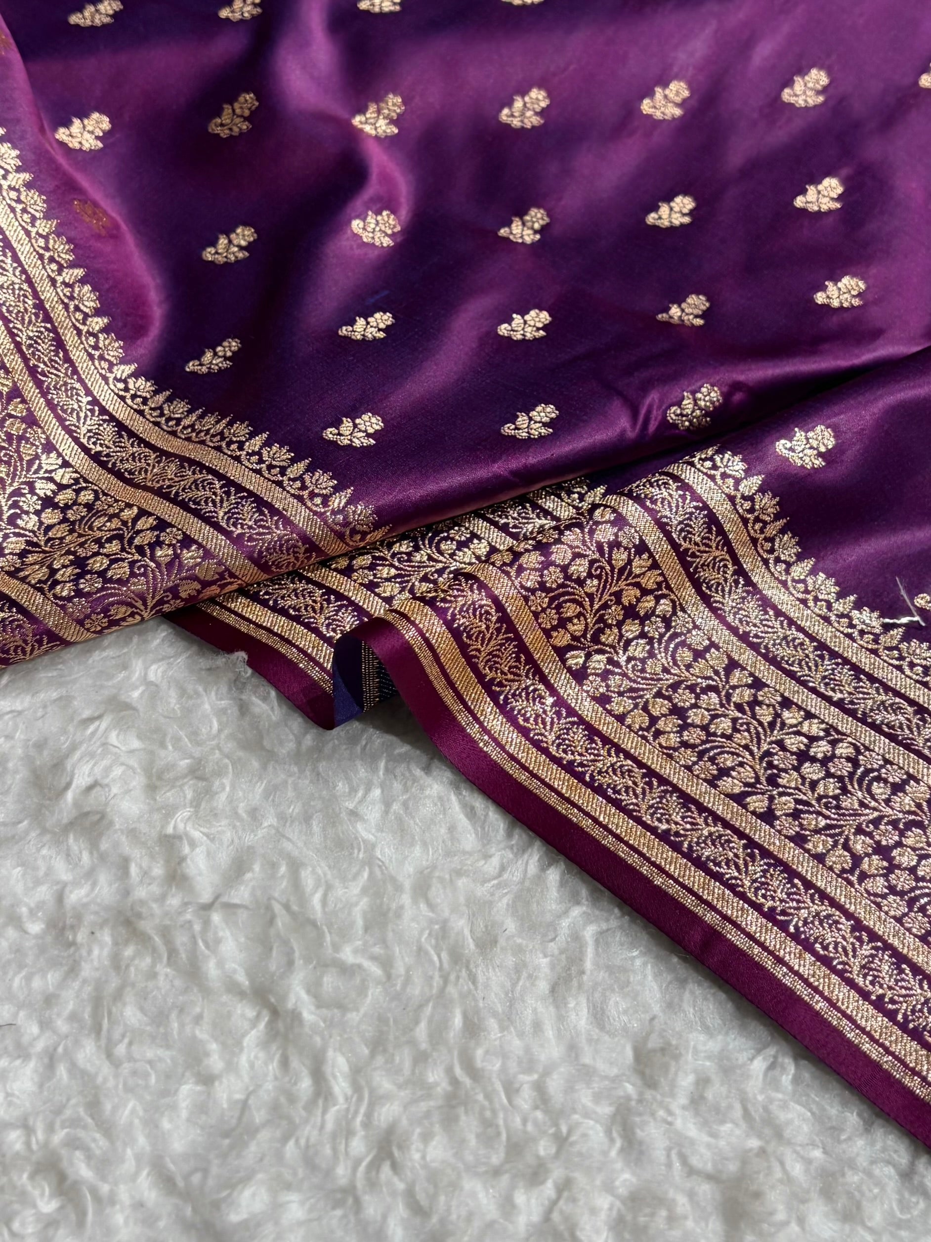 Banarasi Satin Katan Saree With Boota in Cross Wine Shades SK89