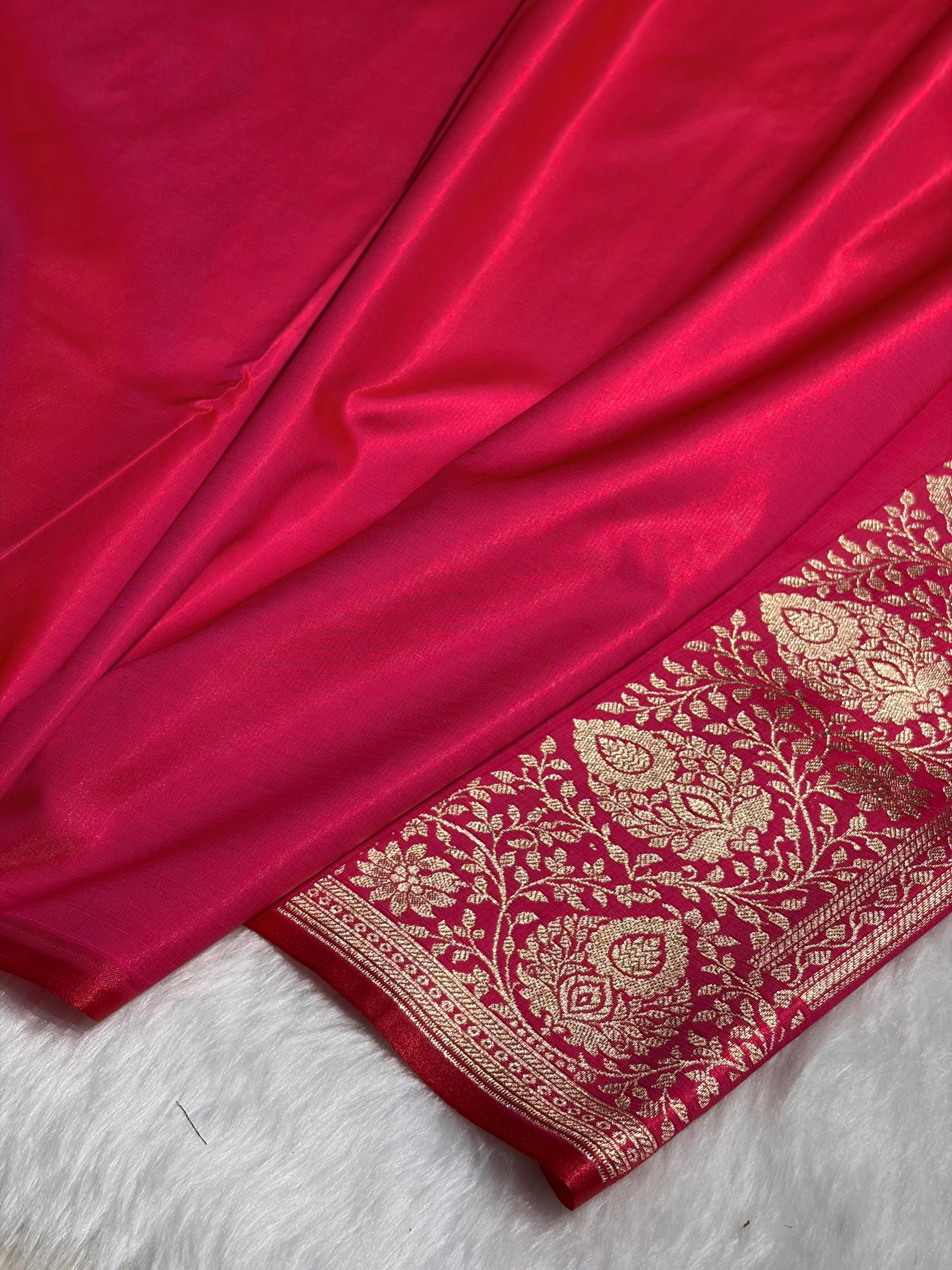 Ultra Light Weight Satin Silk Boota in Rani Shades SS31