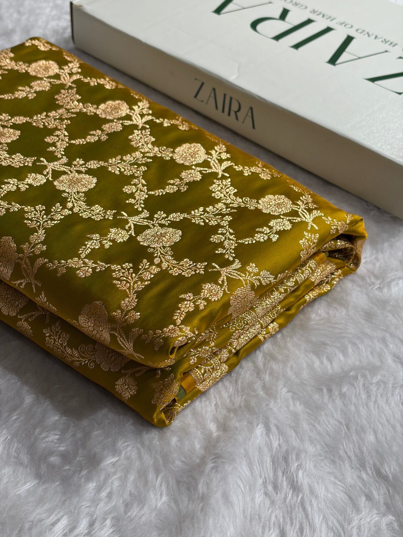 Liril Mehendi Shades Jaal Floral Pattern Satin Katan Silk Saree SK80