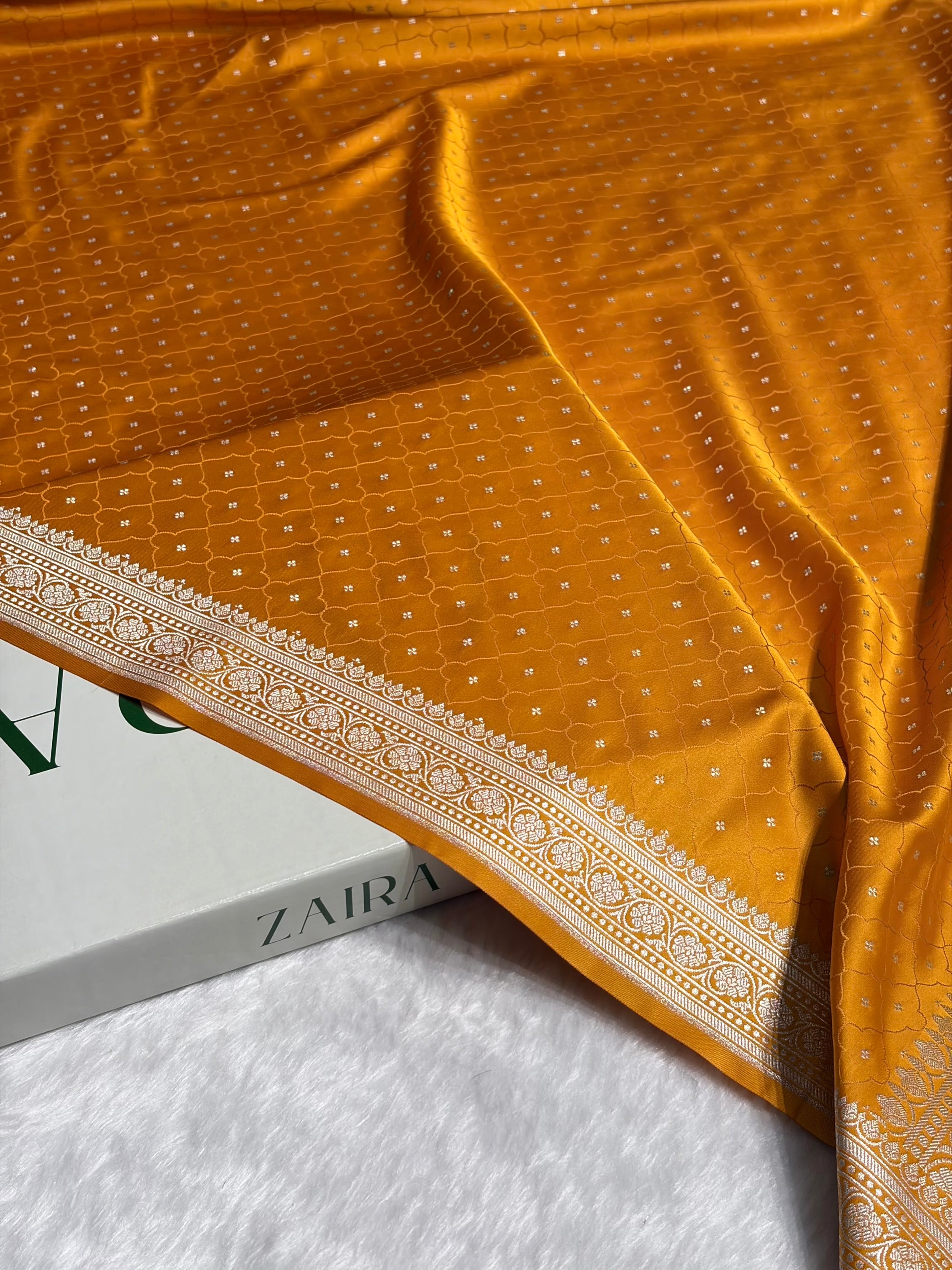 Mustard Gold Shades Tanchoi Motif Mashru Silk Saree MST-13