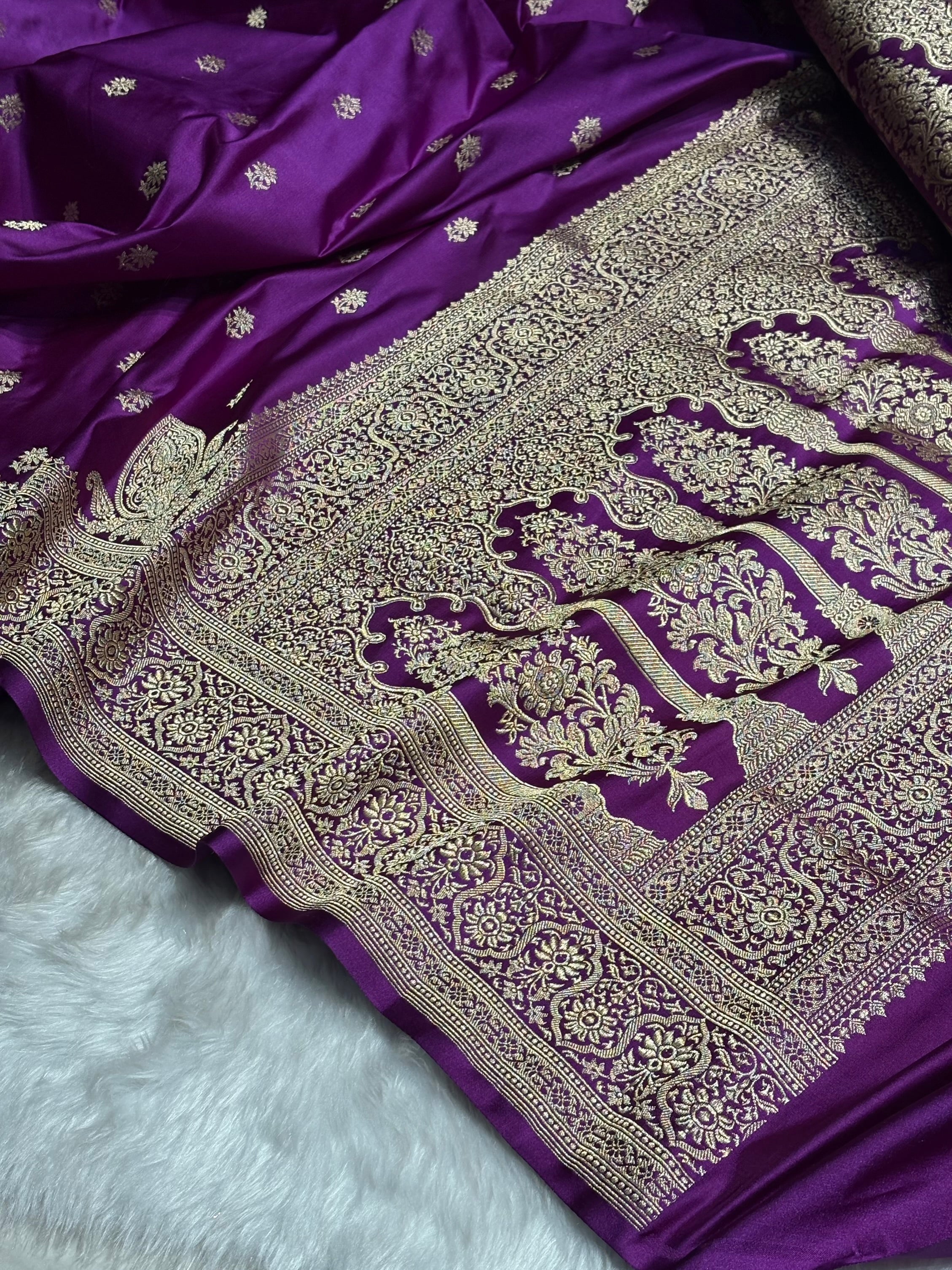 Magenta Floral Booti Katan Silk Saree SK62