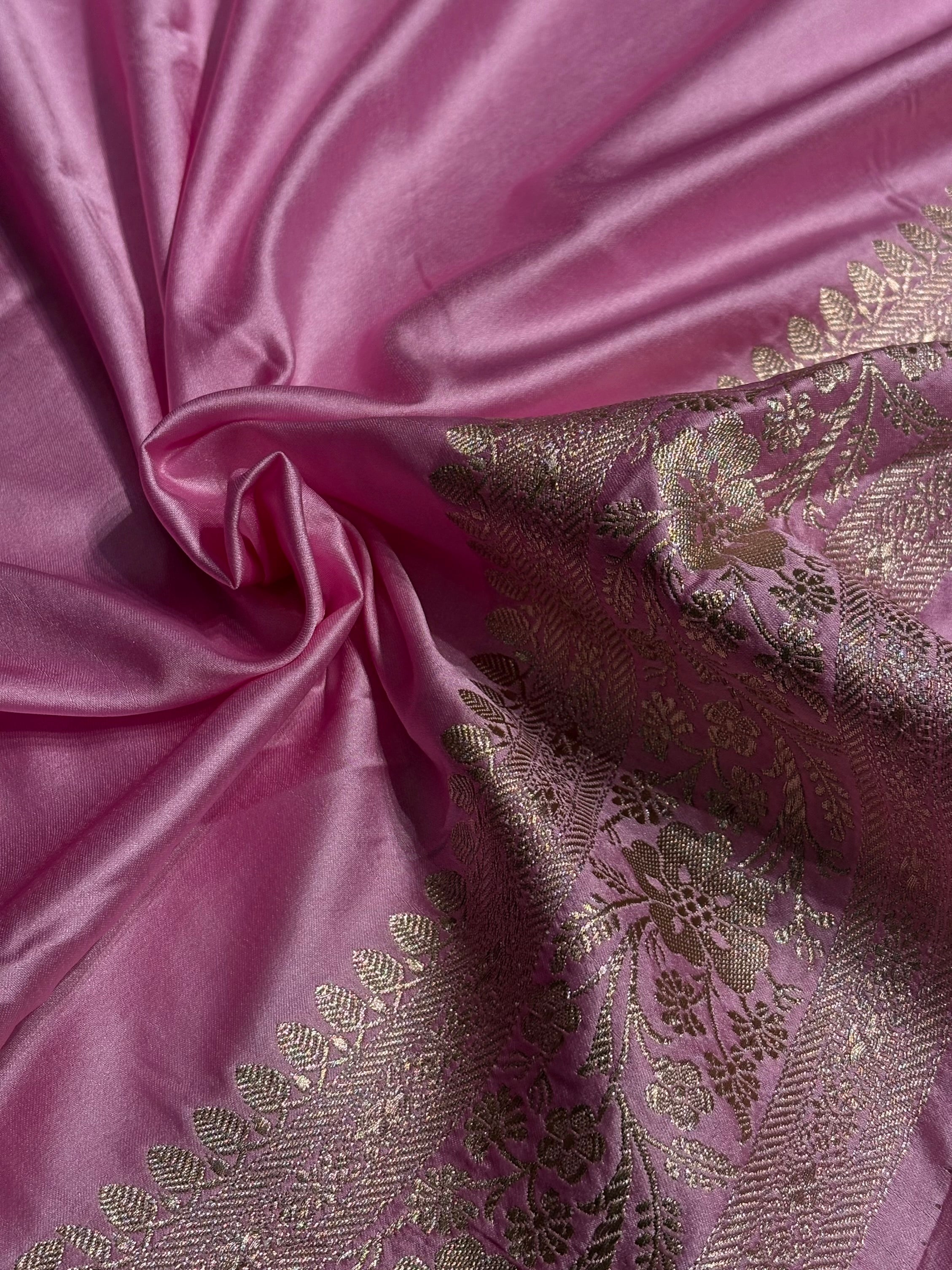 Blush Pink Floral Jaal Mashru Silk Saree