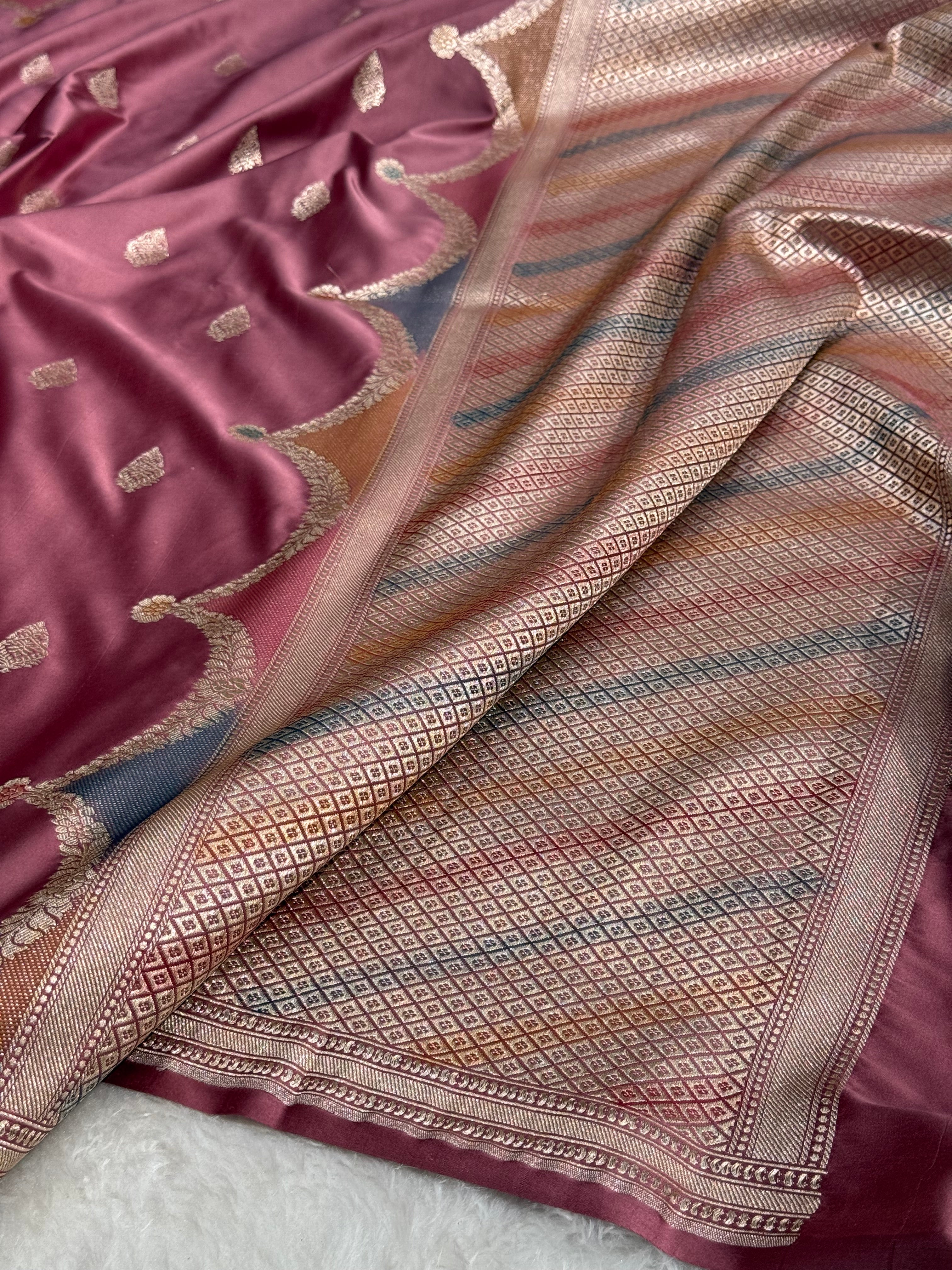 Mauve Scallop Mashru Silk Saree