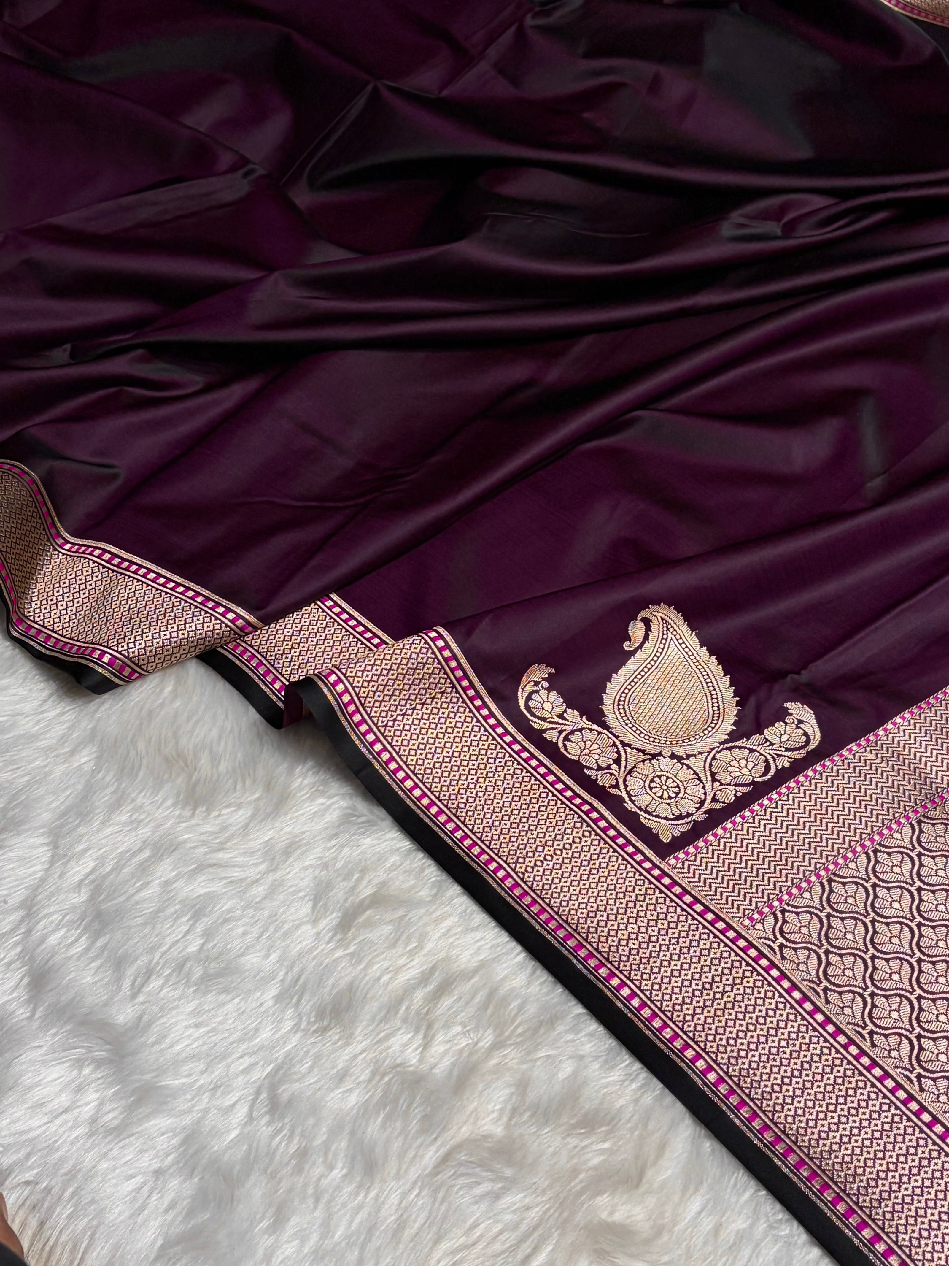 Plain Mashru with Dark Magenta Cross Shades MSM-51