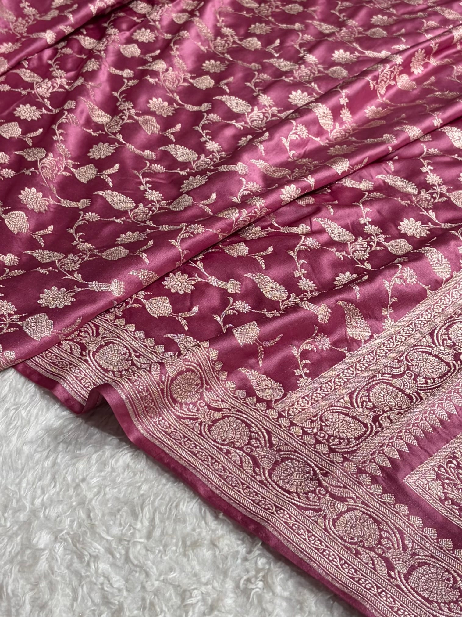 Mauve Pink Shades Jaal Mashru Silk Saree MS42