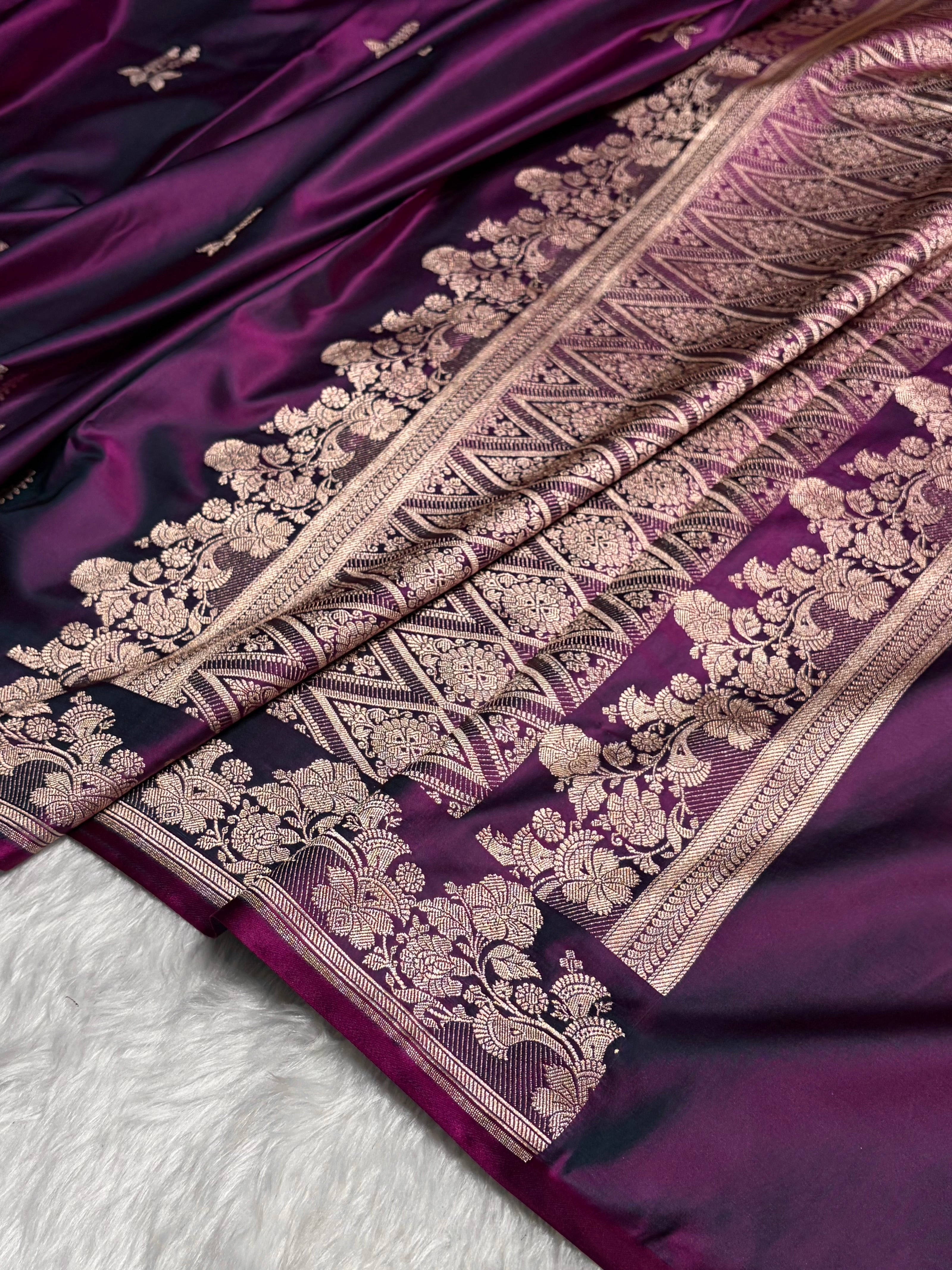 Dark purple Floral Boota Mashru Silk Saree MSM-43
