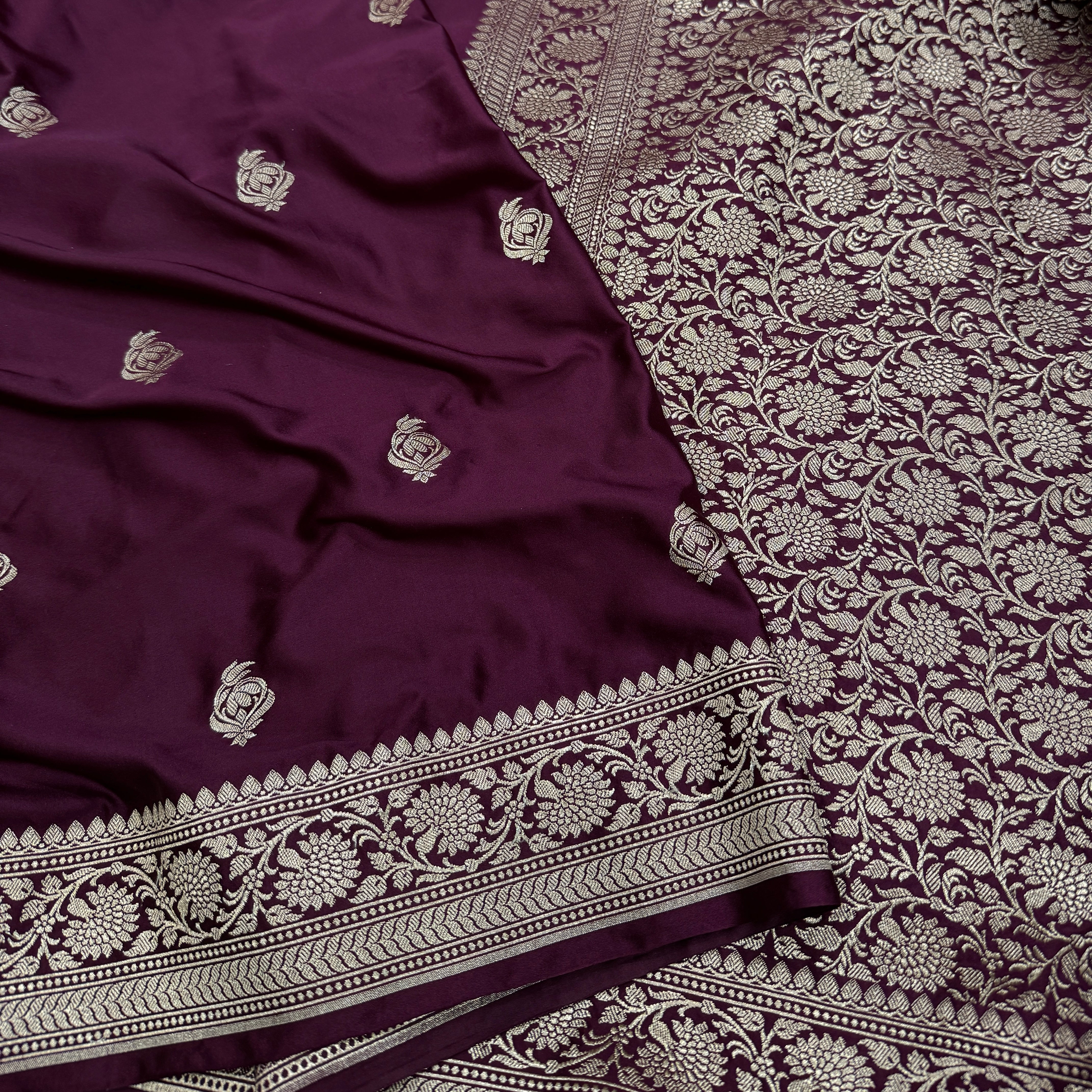 Wine Boota Mashru Silk Saree