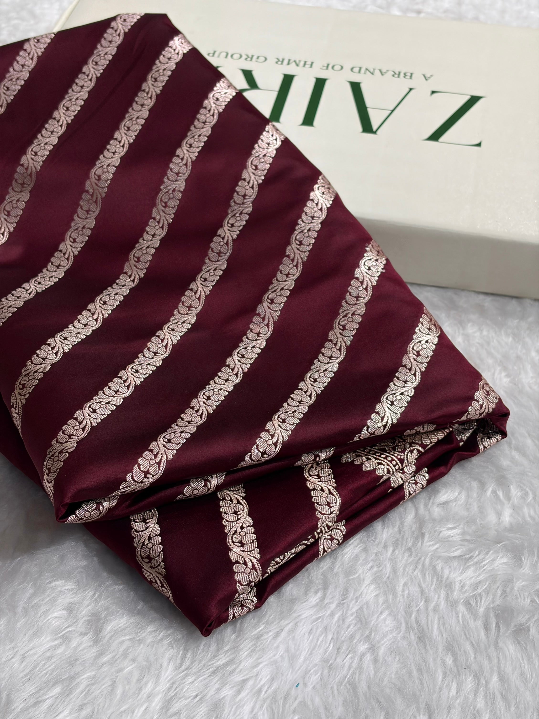 Banarasi Chocolate Shades With Floral Border Mashru Silk Saree MSM-98