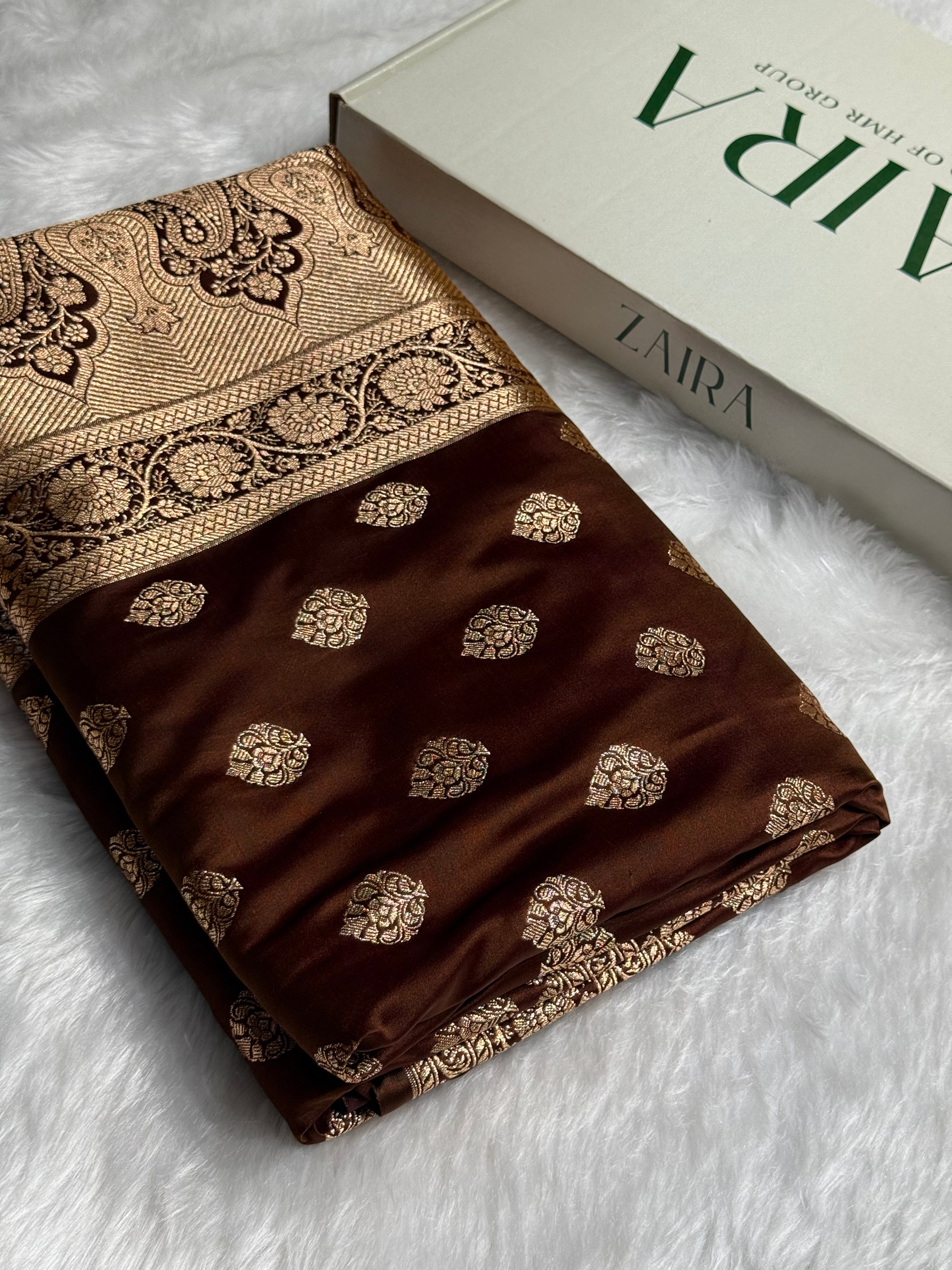 Boota Katan Silk Saree In Coffee Shades SK02
