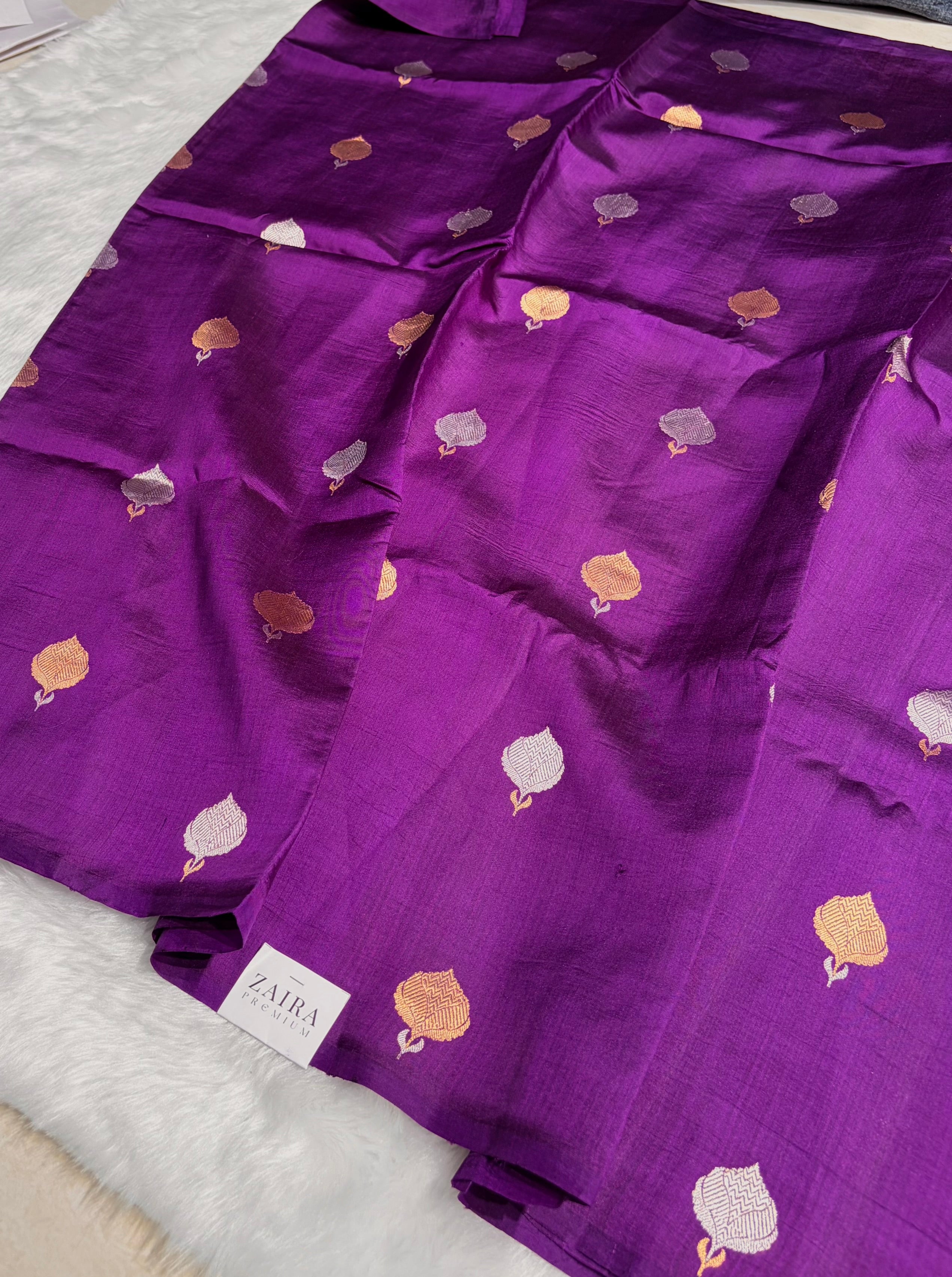 Wine Shades Boota Handwoven Pure Raw Mango Silk RM-10