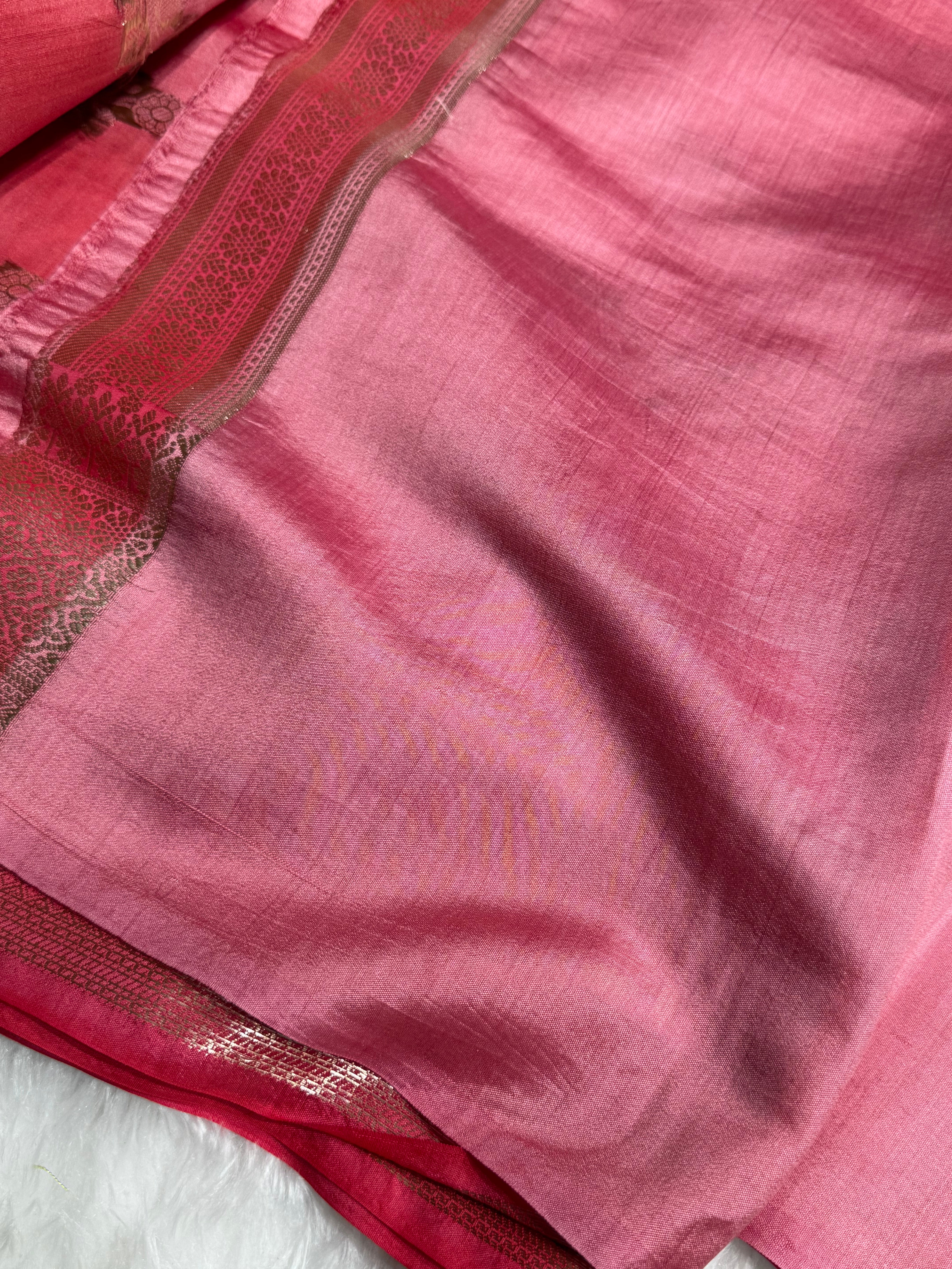 Rangkart Baby Pink Shades Pure Chiniya Silk
