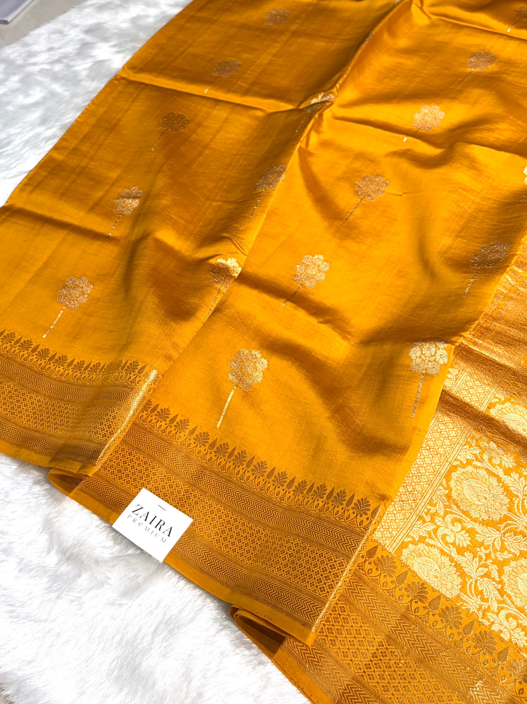 Mustard Shades Handwoven Pure Raw Mango Silk RM-47
