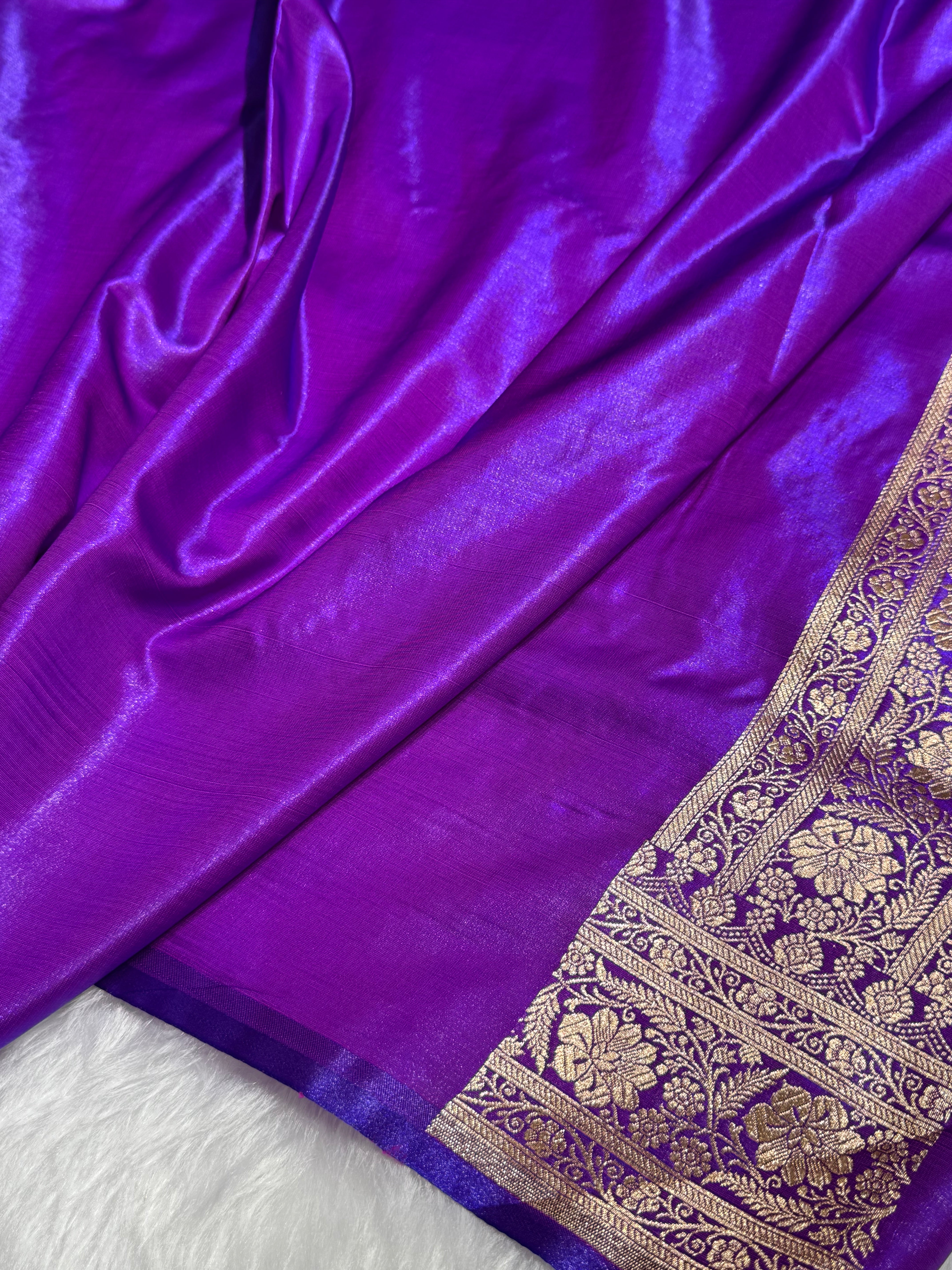 Light Wight Satin Silk Jaal in Purple magenta Shades