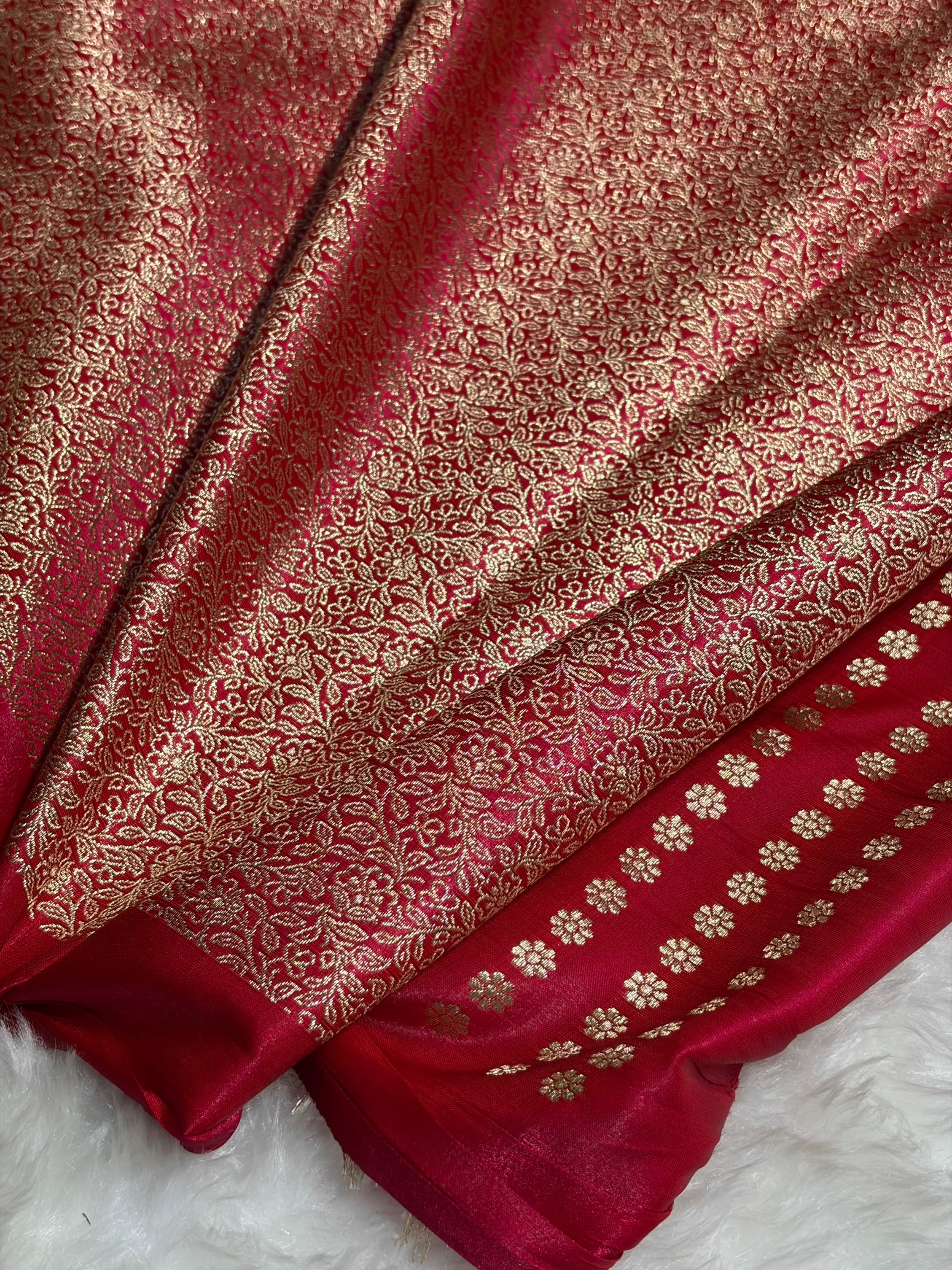 Banarasi Cross Rani Shades Banarasi Satin Silk Saree SS35