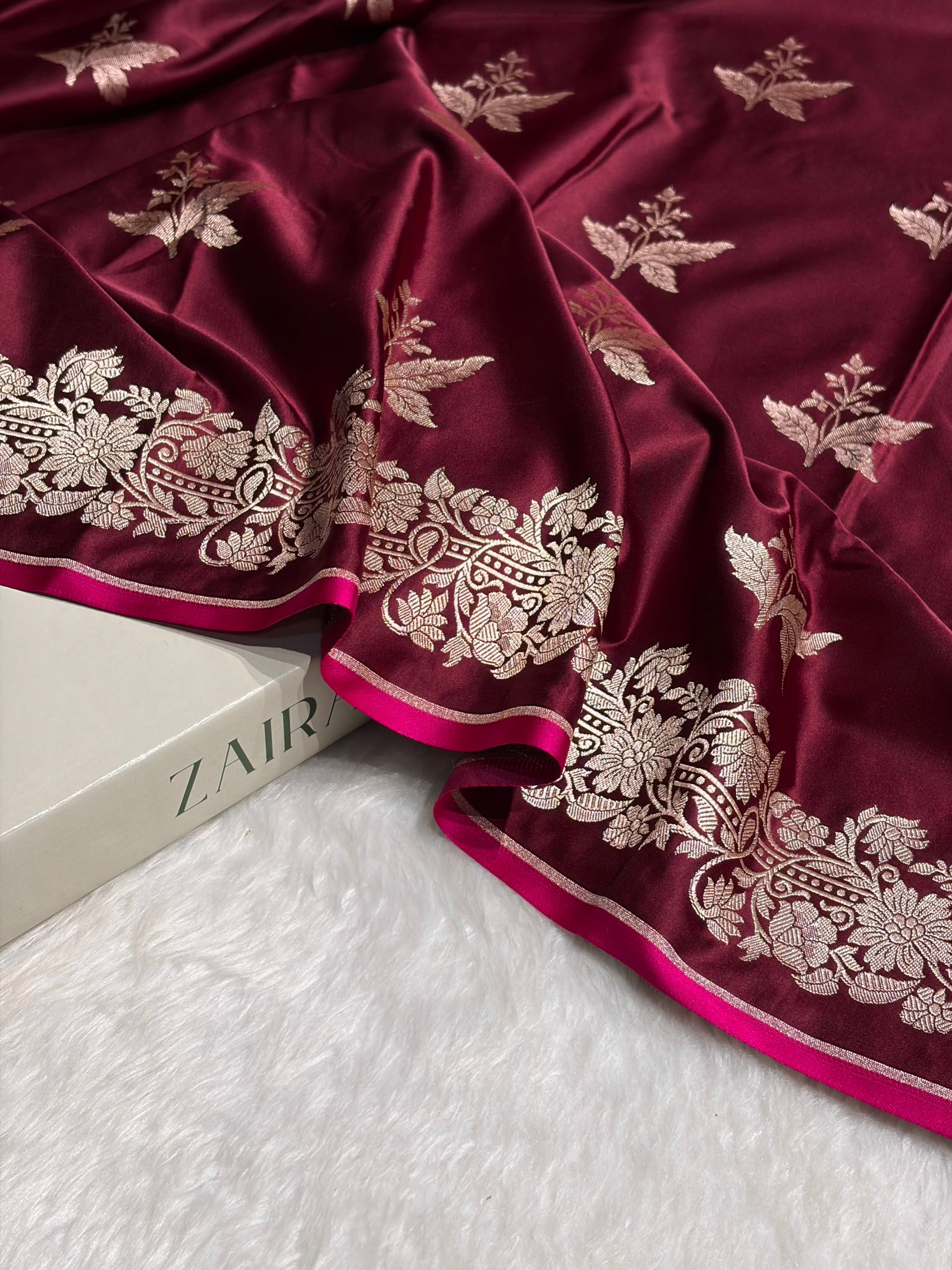 Chocolate Shades Floral Boota Mashru Silk Saree MSM-67